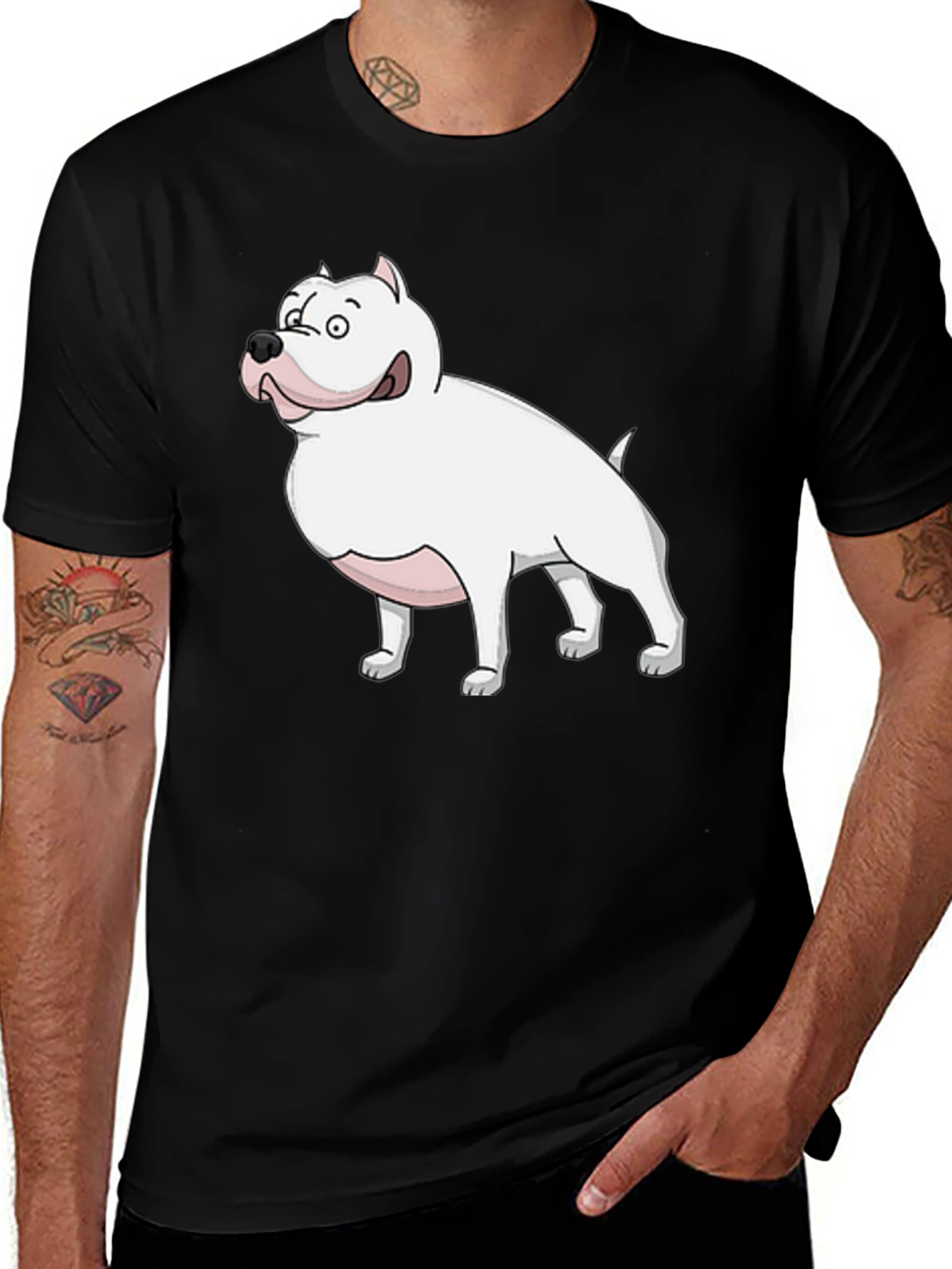 Cartoon Dog Graphic Tee - Mens Black T-Shirt