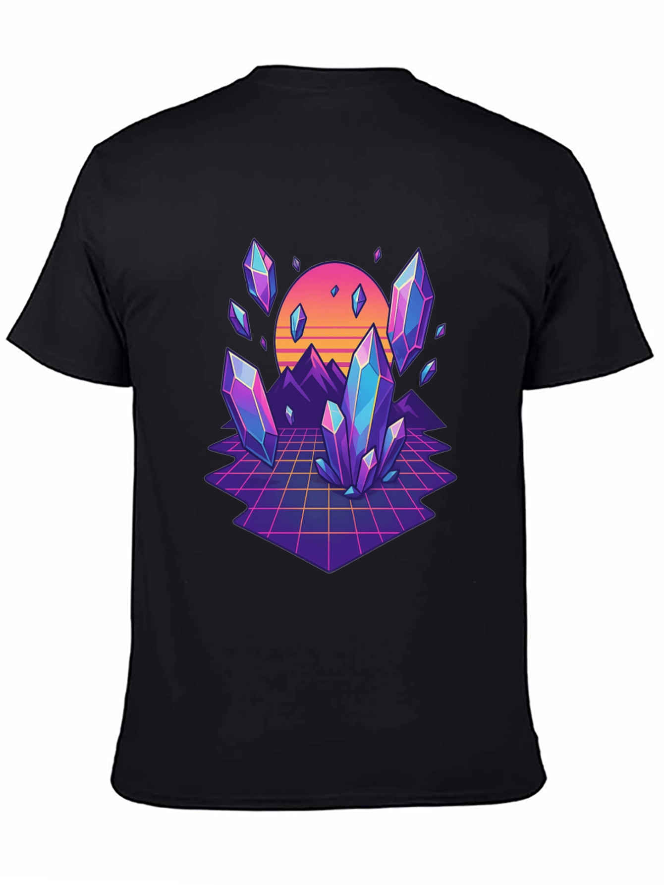 Retro Crystal Grid Graphic Tee - Black