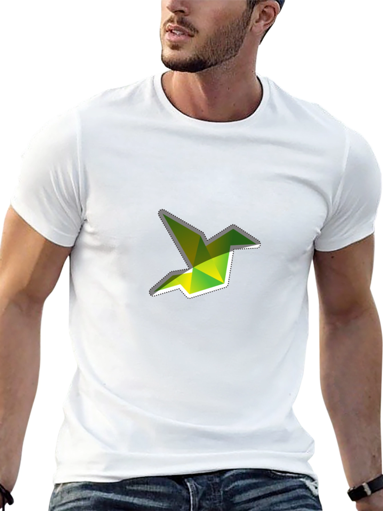 Geometric Origami Bird Graphic T-Shirt