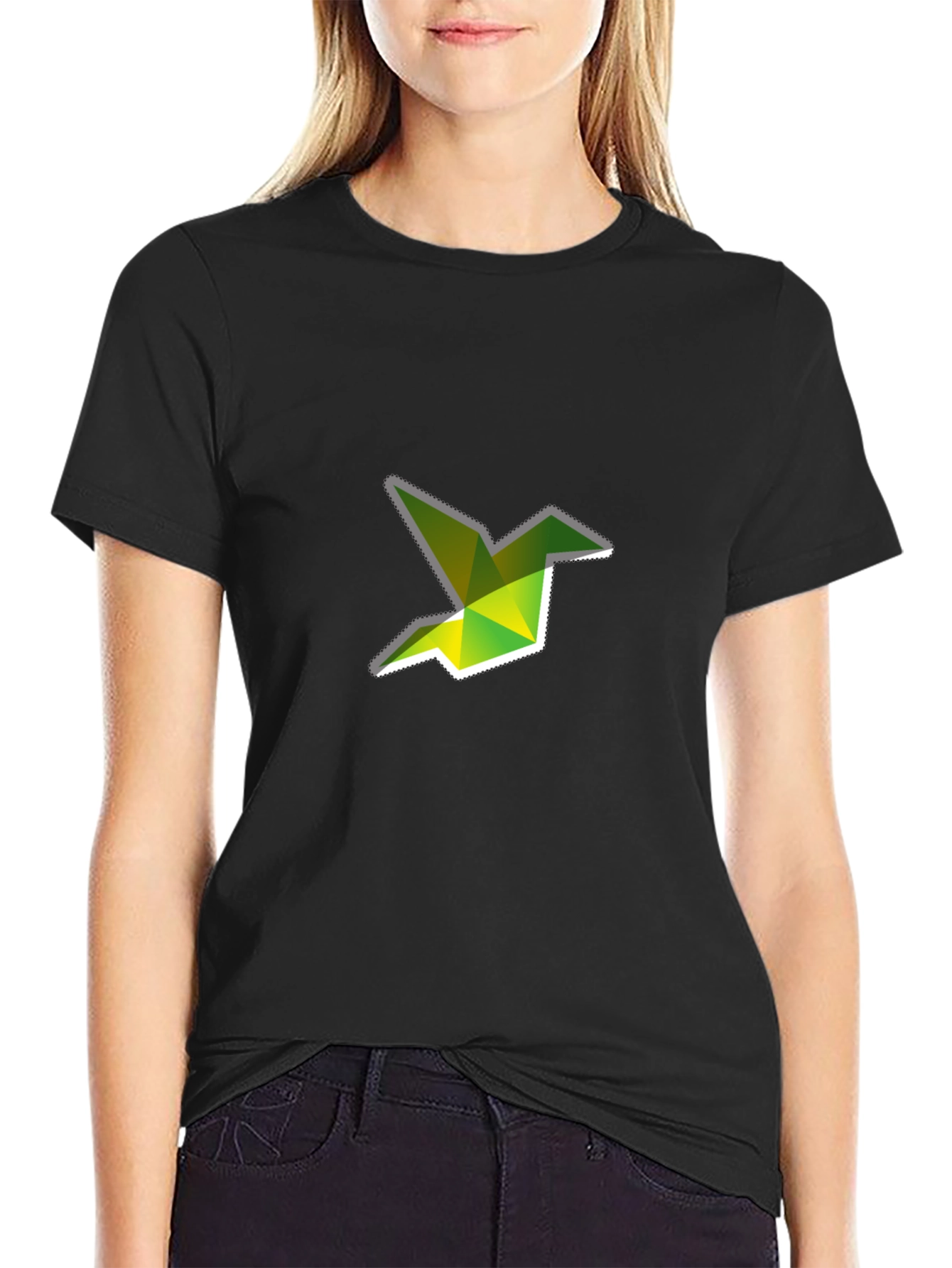 Geometric Origami Bird Graphic T-Shirt