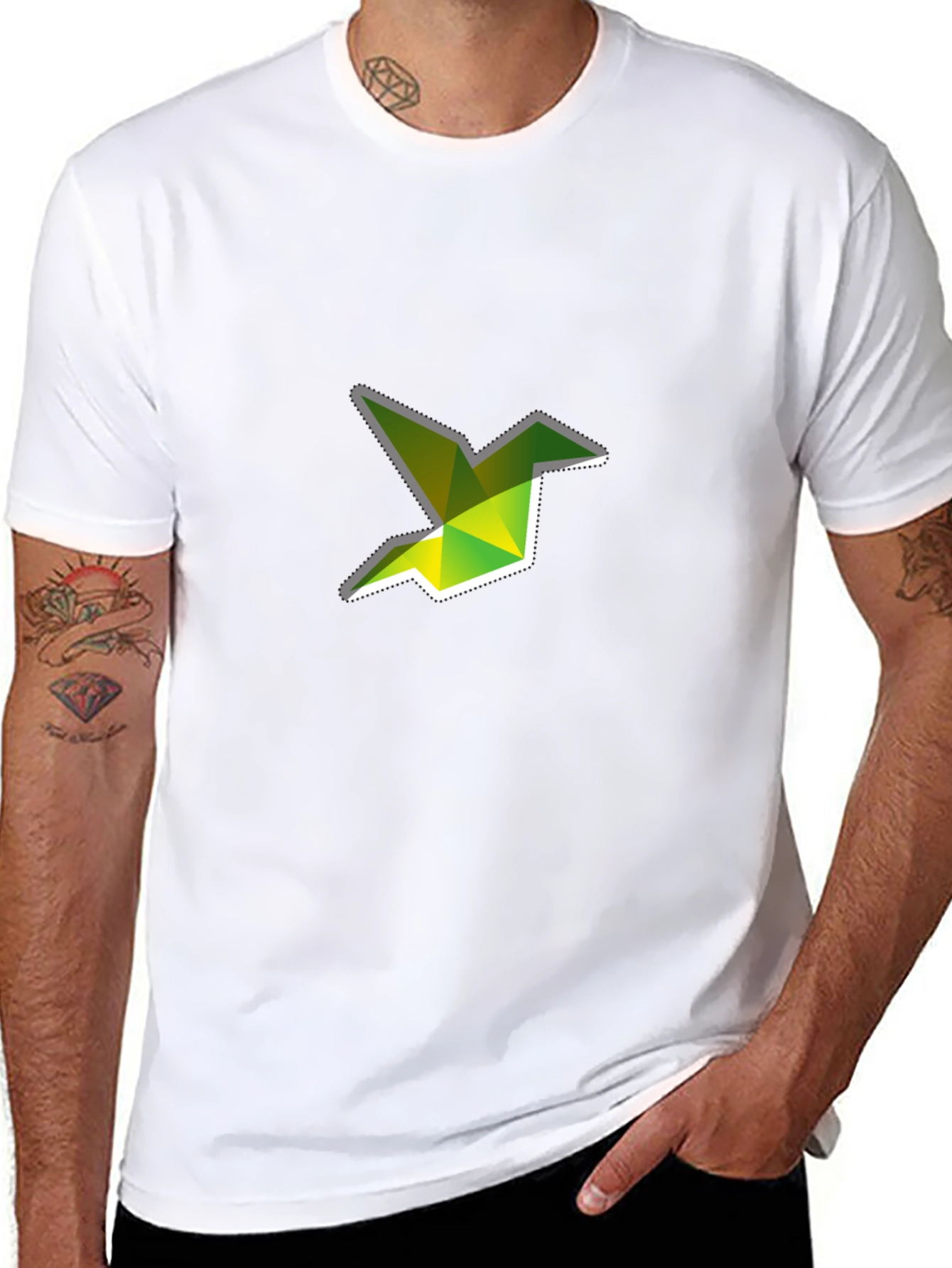 Geometric Origami Bird Graphic T-Shirt