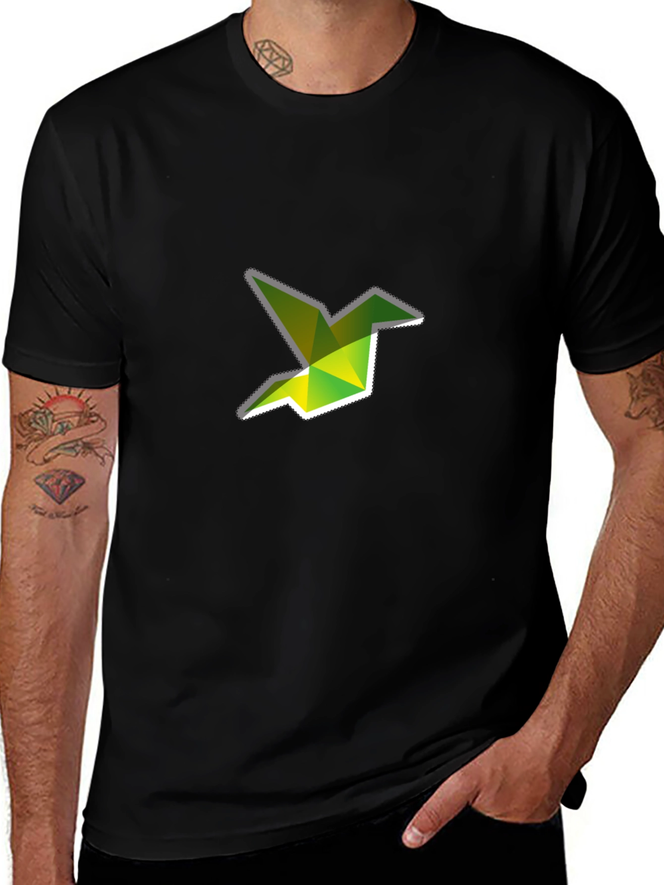 Geometric Origami Bird Graphic T-Shirt