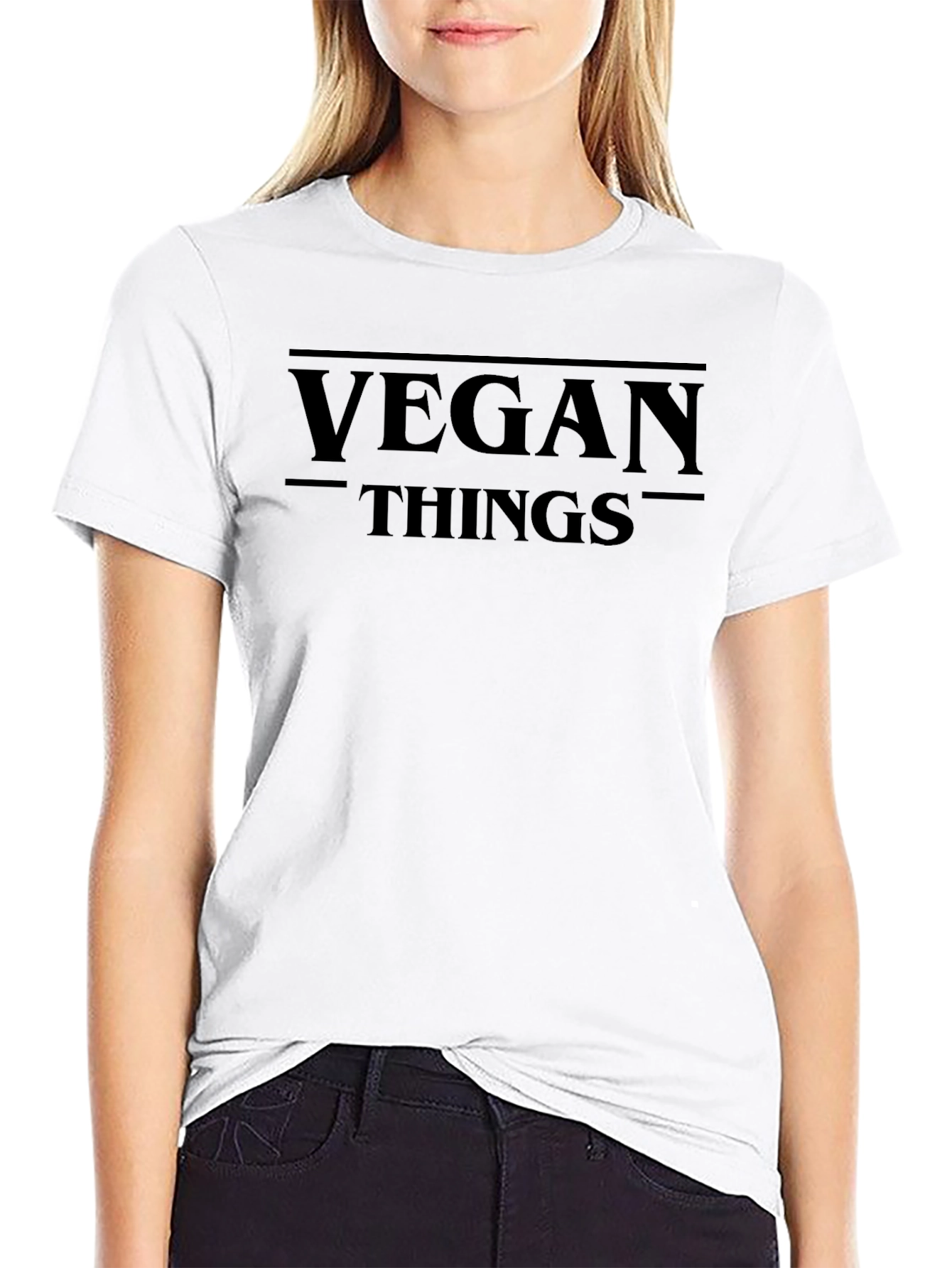 Vegan Things Graphic T-Shirt - Trendy Black Tee