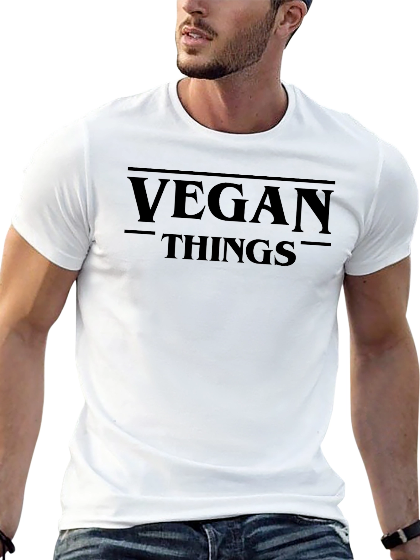 Vegan Things Graphic T-Shirt - Trendy Black Tee