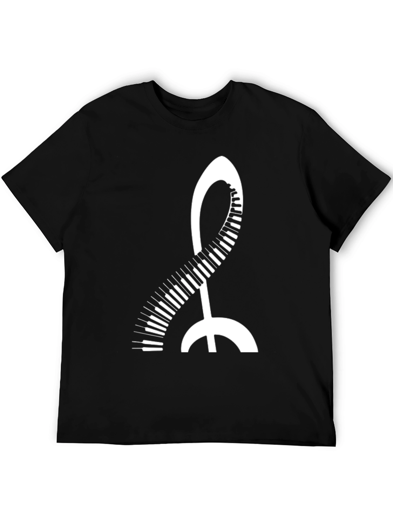 Music Treble Clef Piano Keys Black T-Shirt