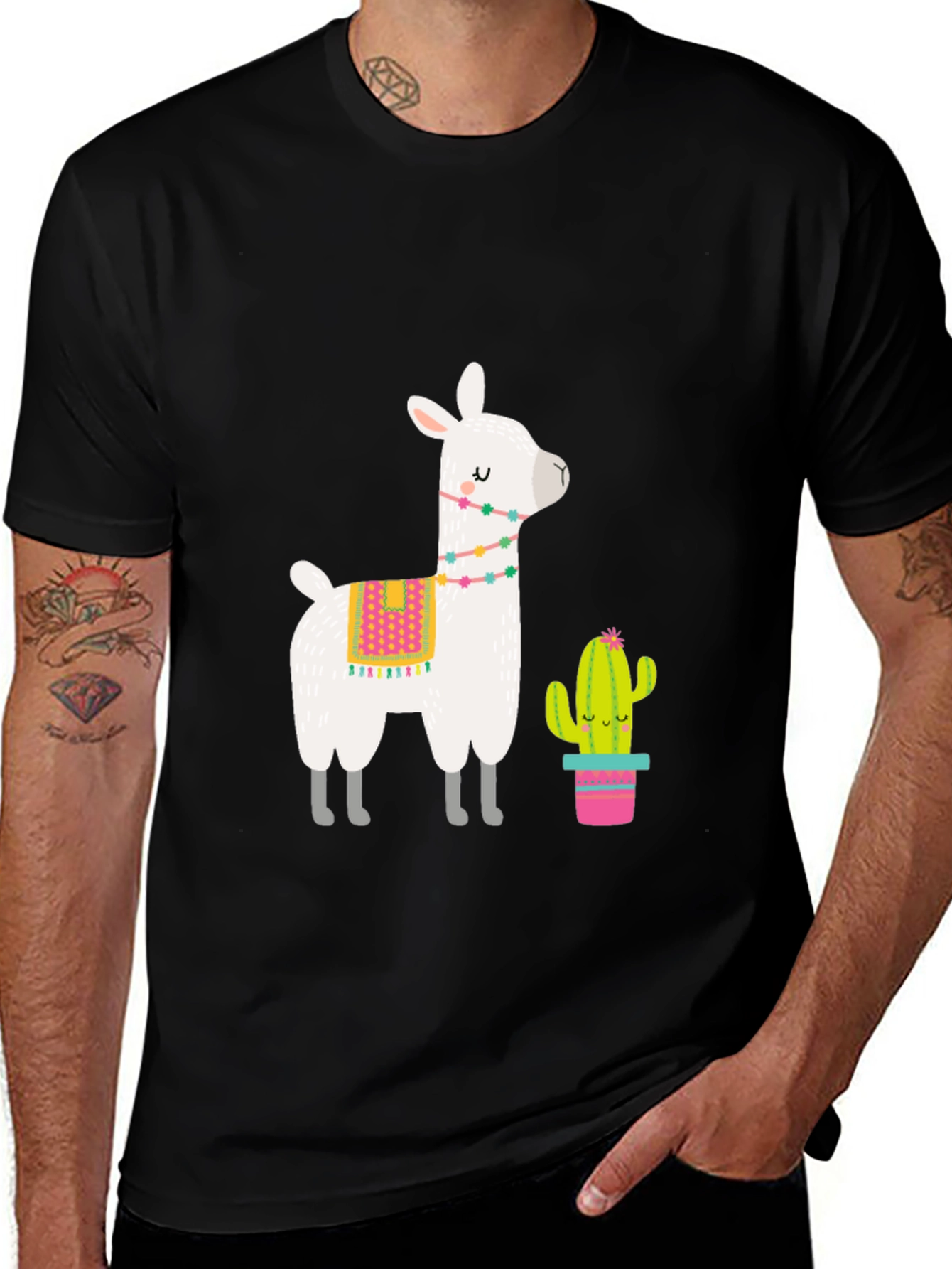 Llama & Cactus Graphic Tee - Black