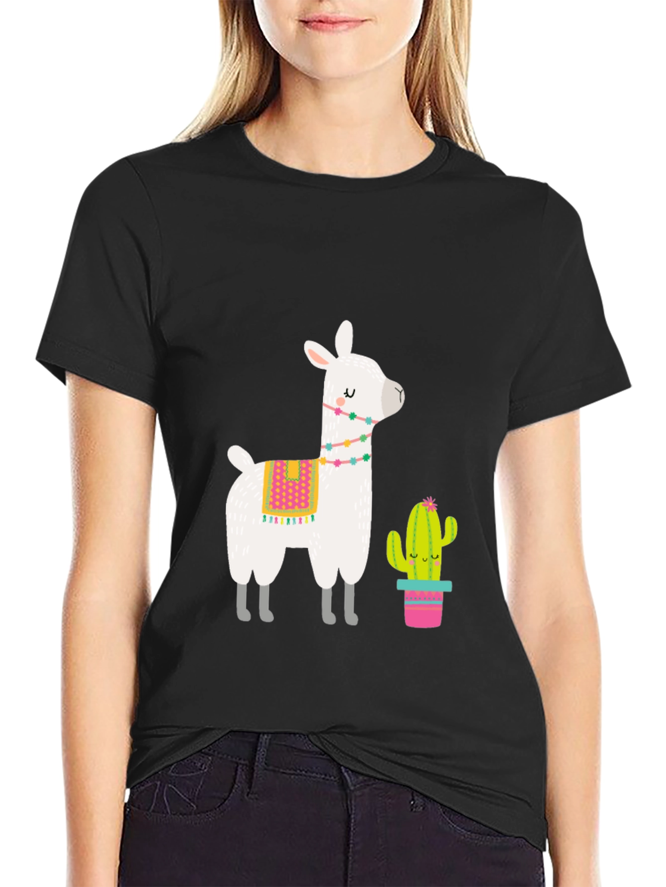 Llama & Cactus Graphic Tee - Black