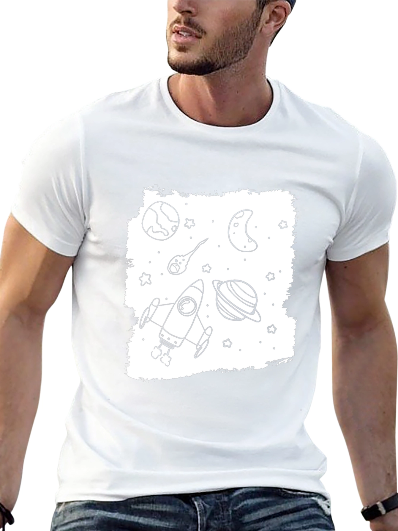 Space Doodle Graphic Black T-Shirt