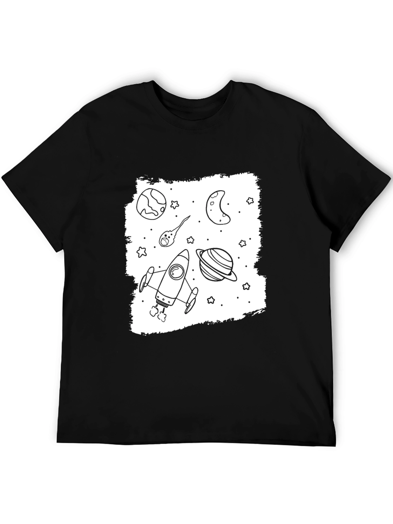 Space Doodle Graphic Black T-Shirt