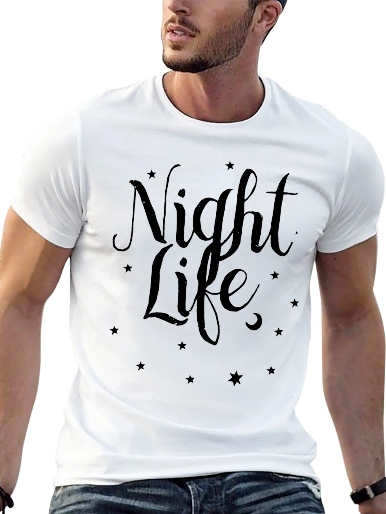 Night Life Graphic Tee - Stylish Mens Black T-Shirt
