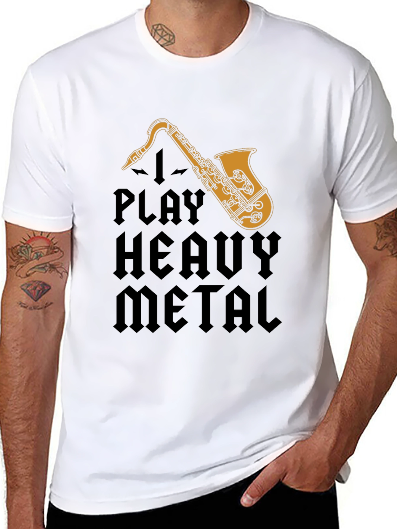 I Play Heavy Metal Saxophone Black T-Shirt
