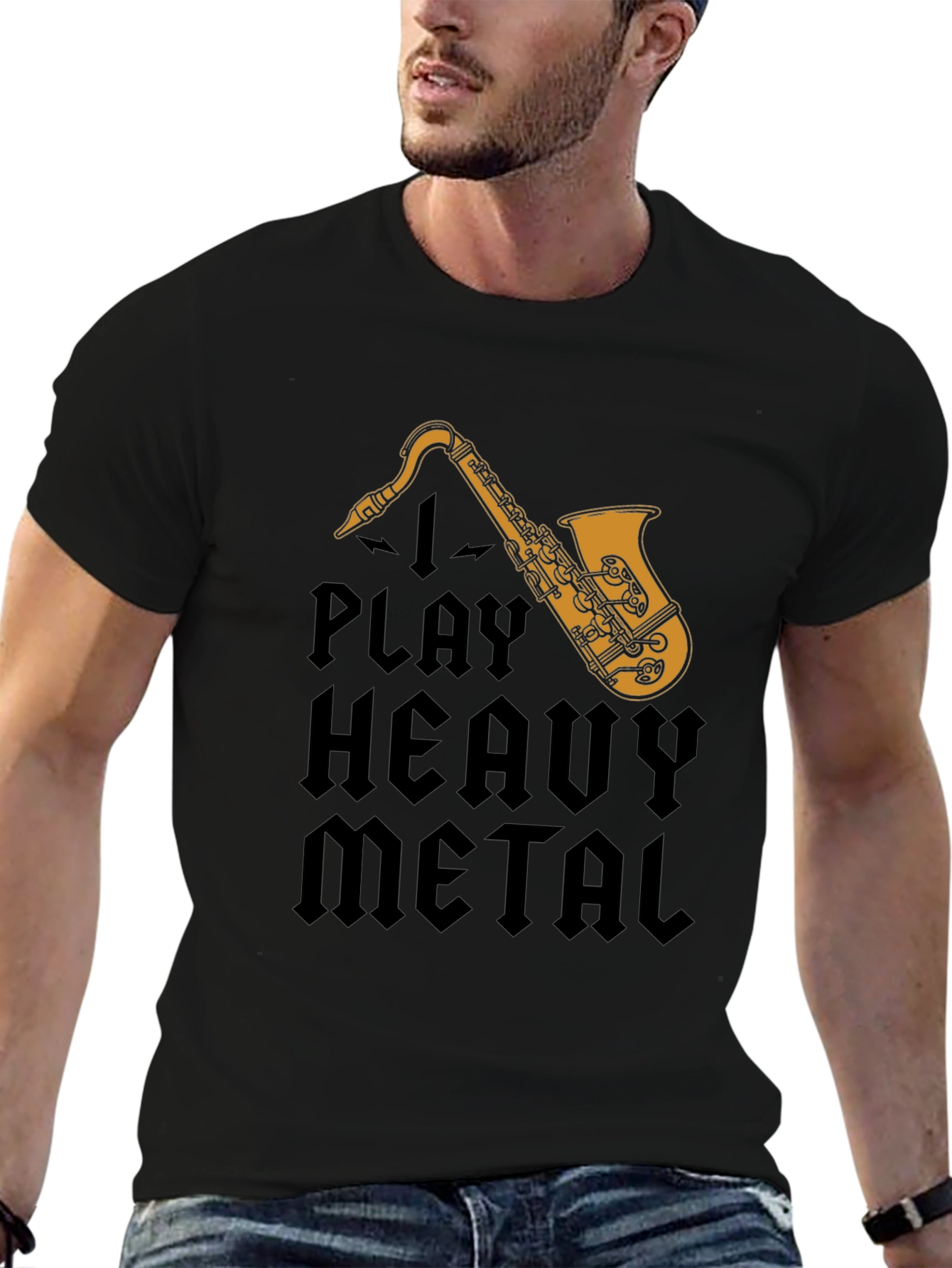 I Play Heavy Metal Saxophone Black T-Shirt