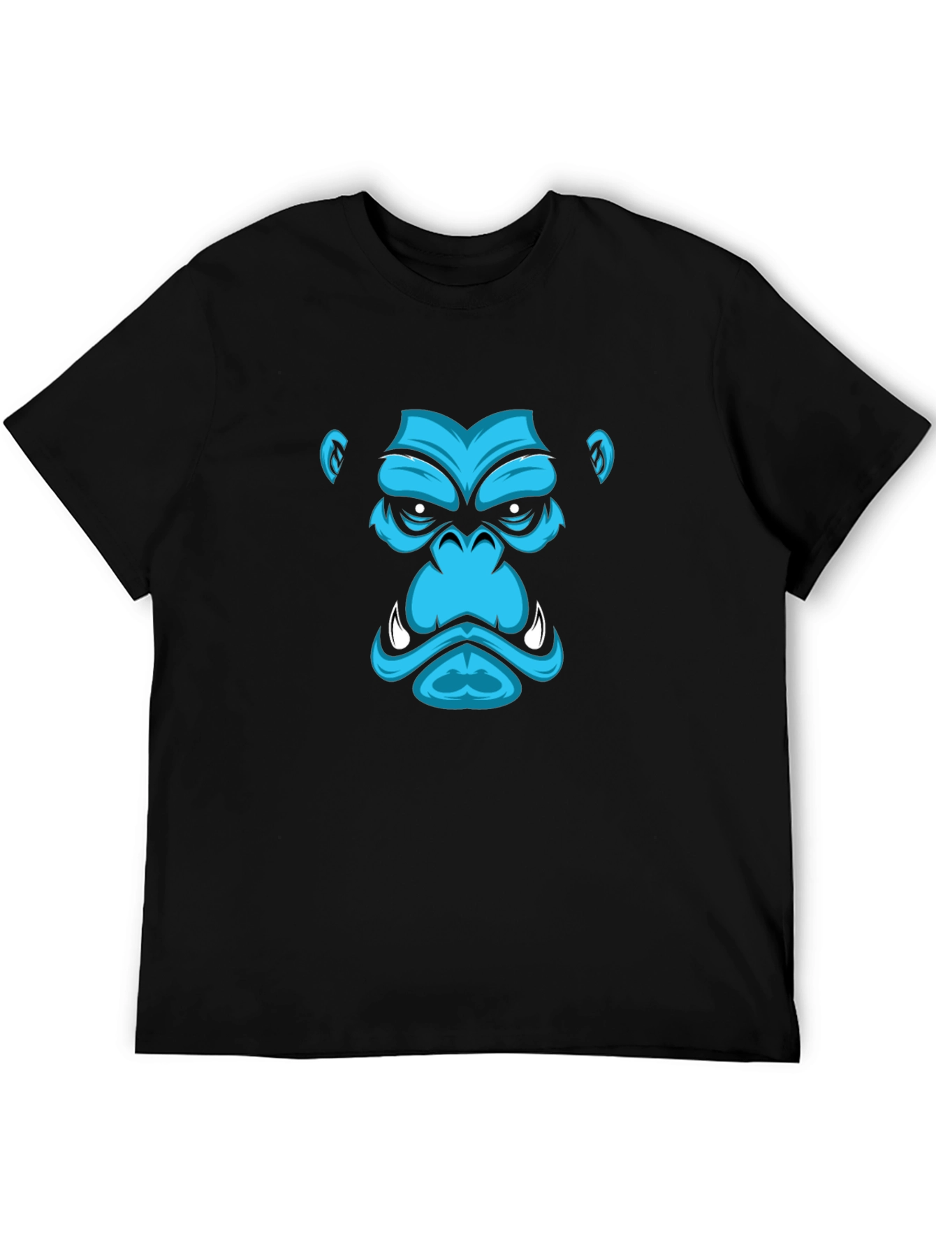 Blue Gorilla Graphic Print Black T-Shirt