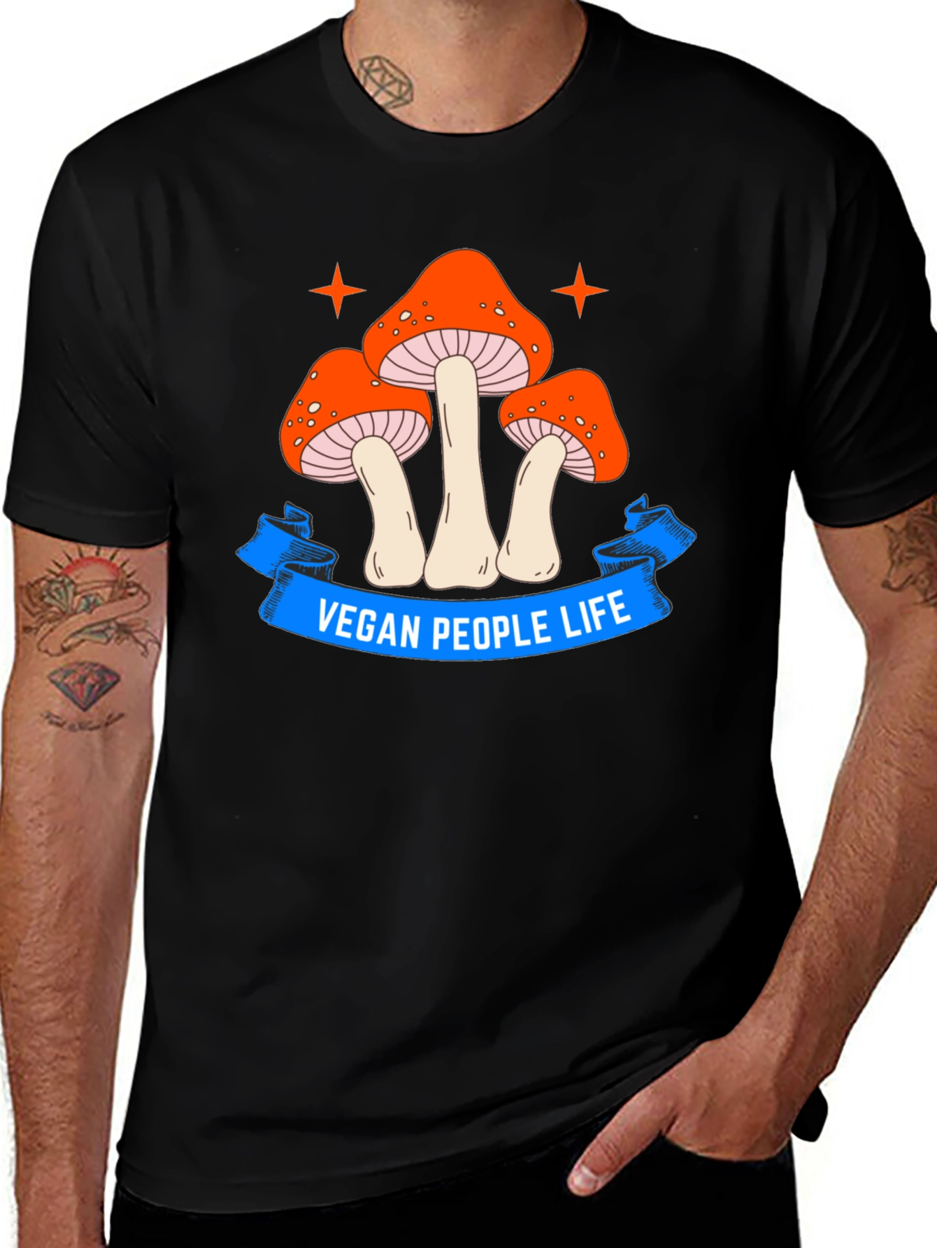 Vegan Life Mushroom Graphic T-Shirt