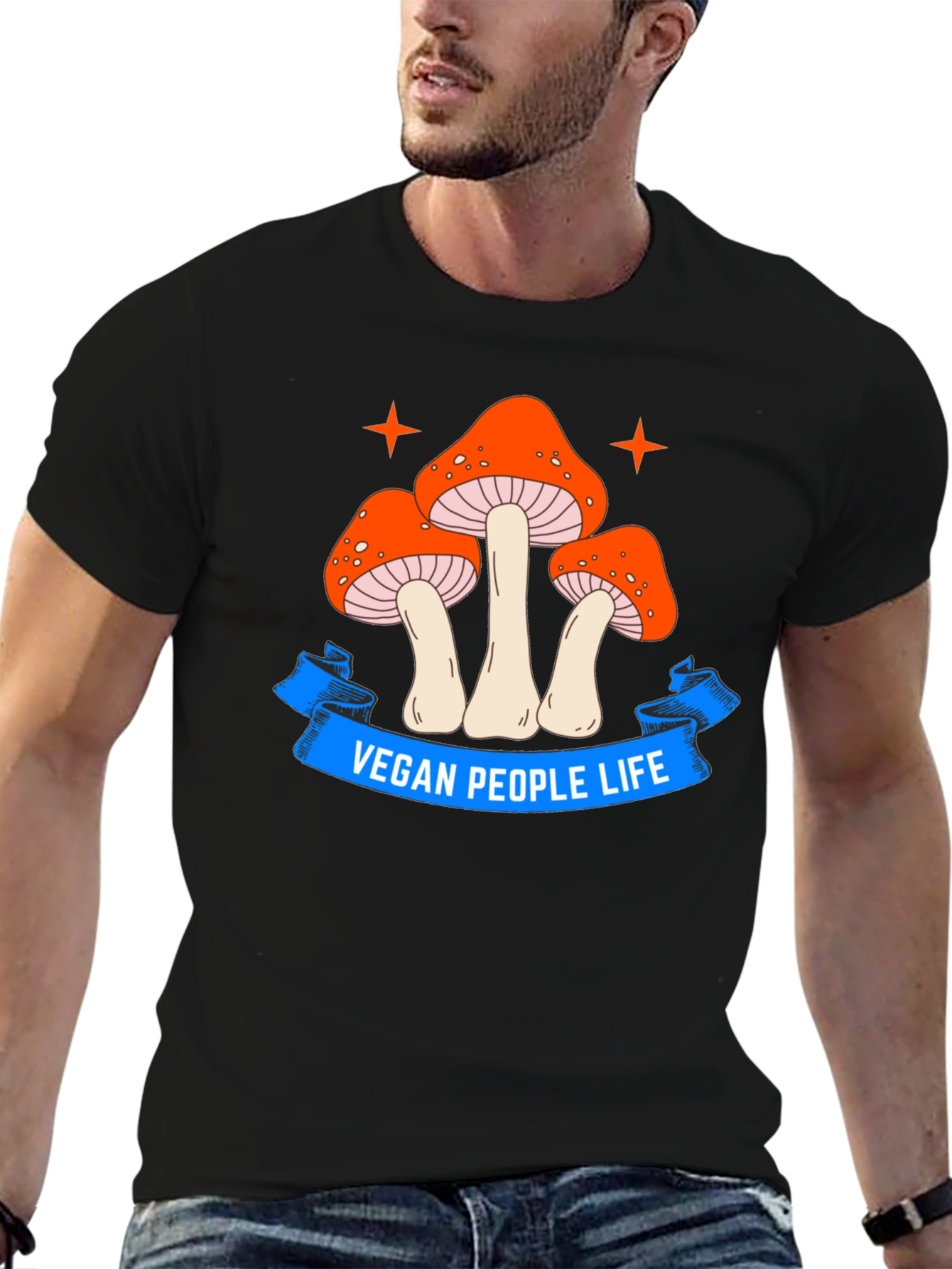 Vegan Life Mushroom Graphic T-Shirt