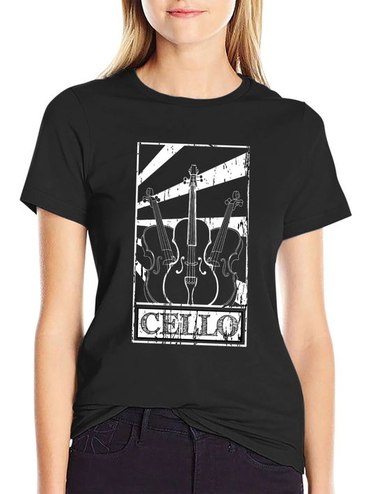 Cello Music T-Shirt Black Graphic Tee
