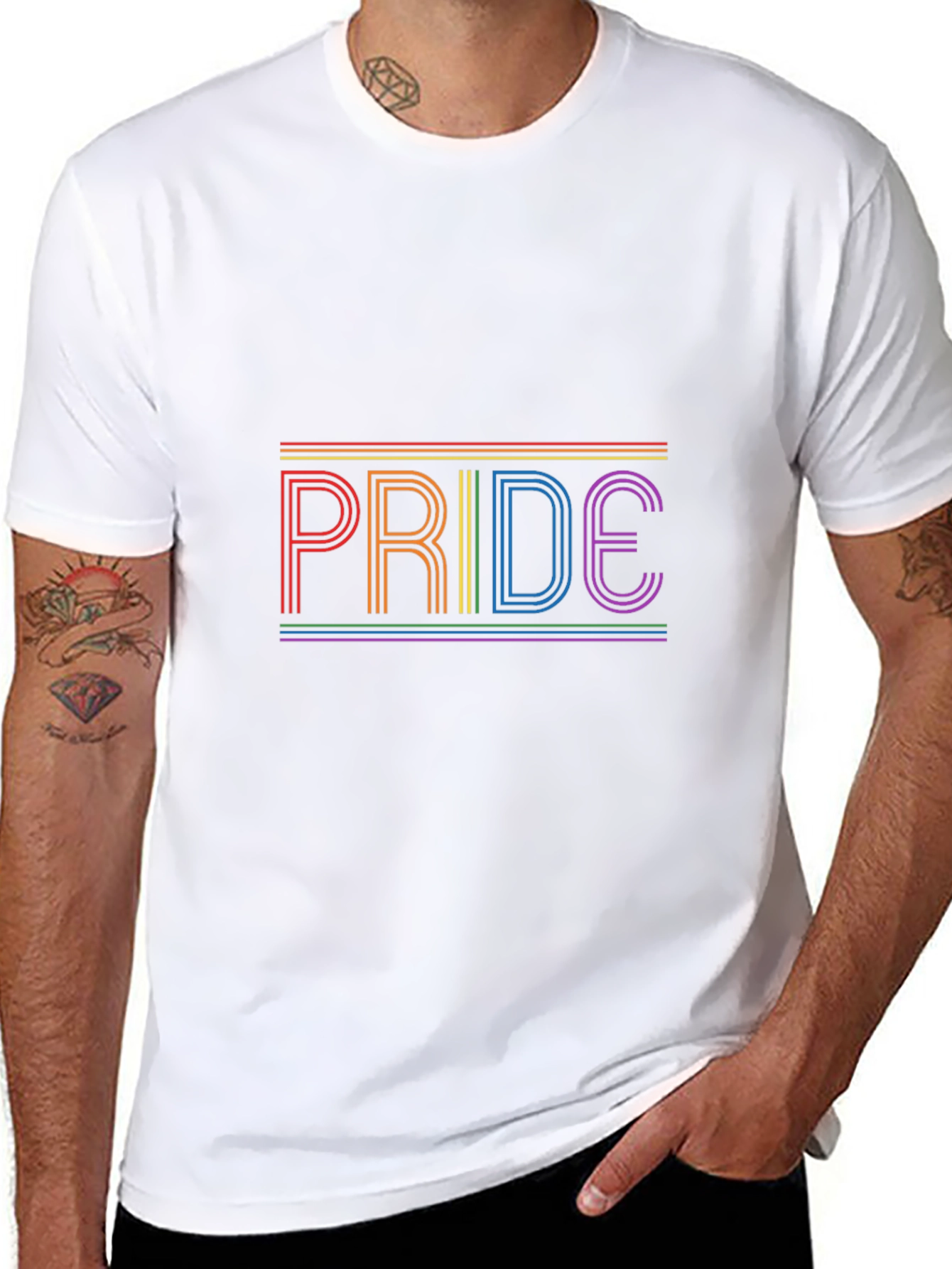 Pride Rainbow Stripe T-Shirt - Black