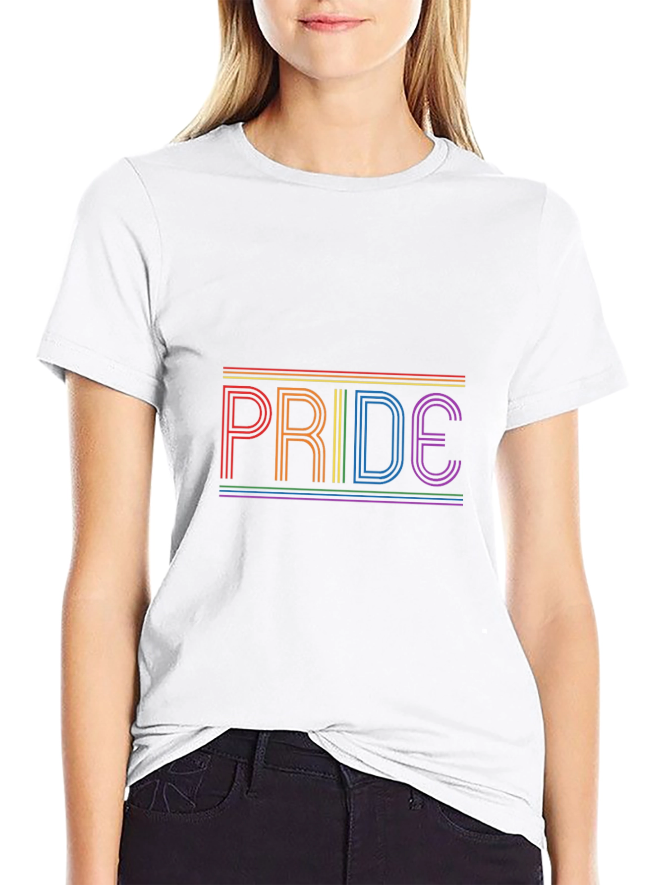 Pride Rainbow Stripe T-Shirt - Black