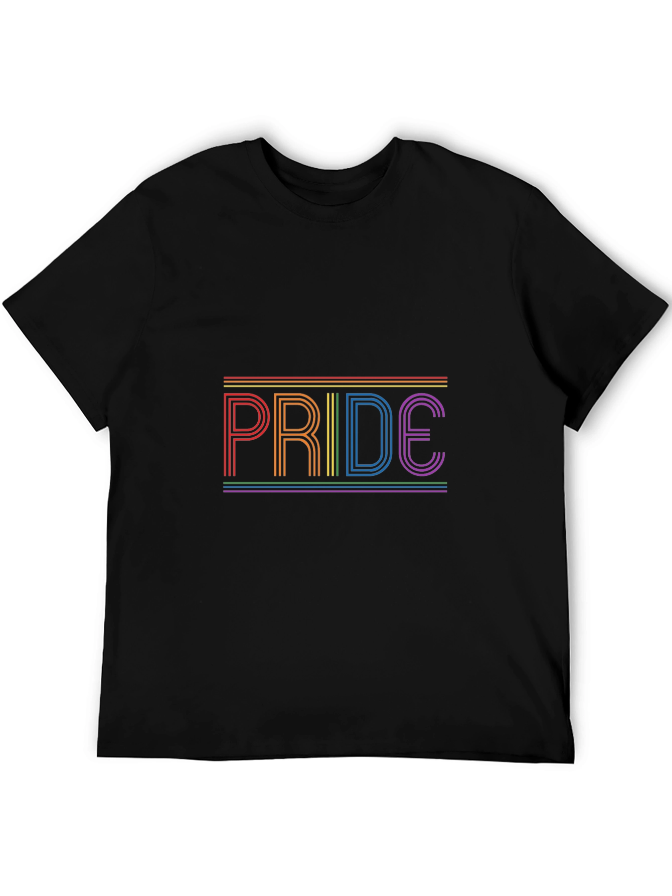 Pride Rainbow Stripe T-Shirt - Black