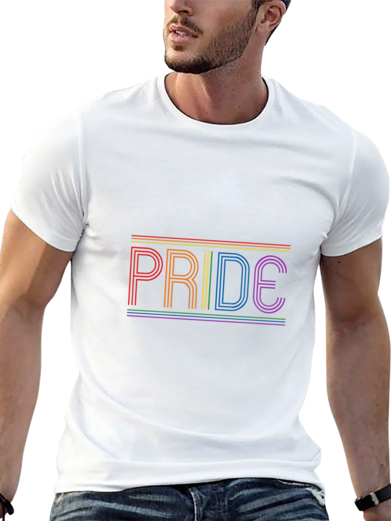 Pride Rainbow Stripe T-Shirt - Black