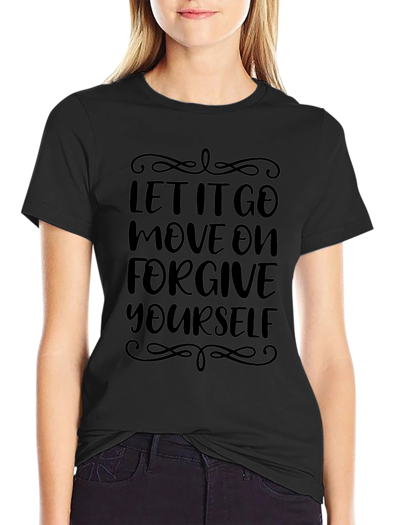 Inspirational Black T-Shirt: Let It Go