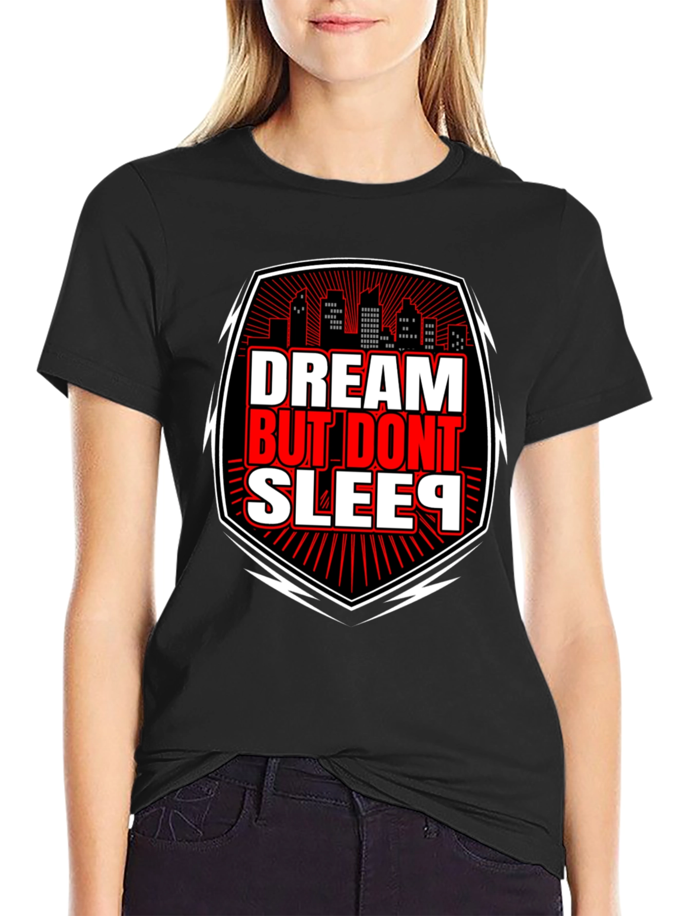 Dream But Dont Sleep Graphic Tee - Black