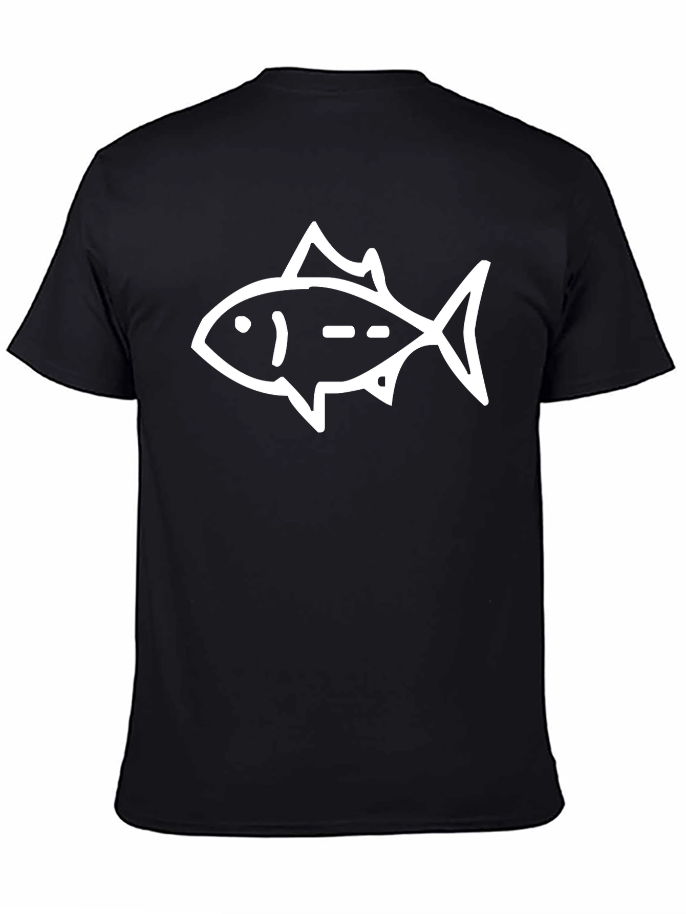 Black T-Shirt with Fish Graphic