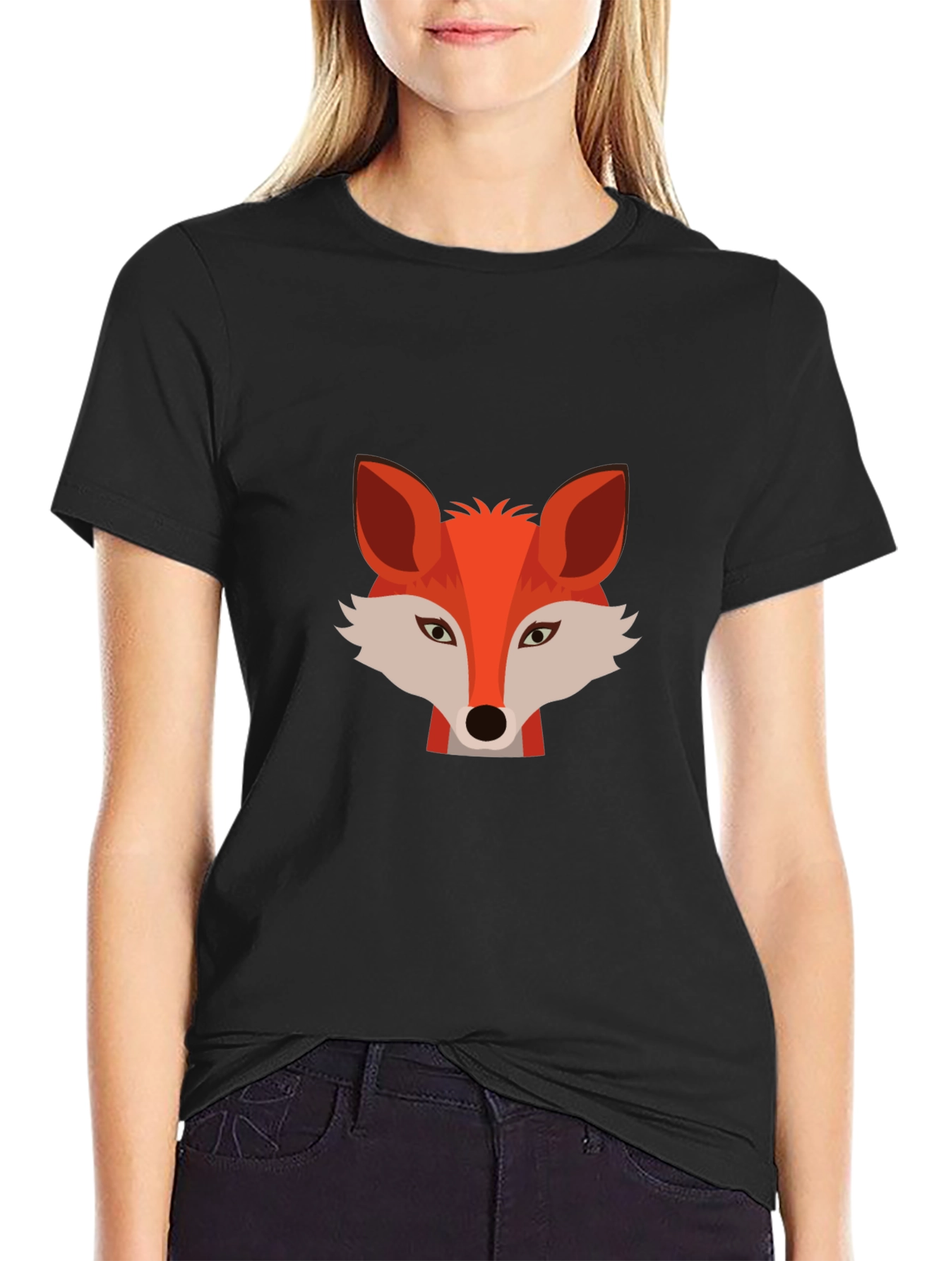 Stylish Fox Graphic Black T-Shirt