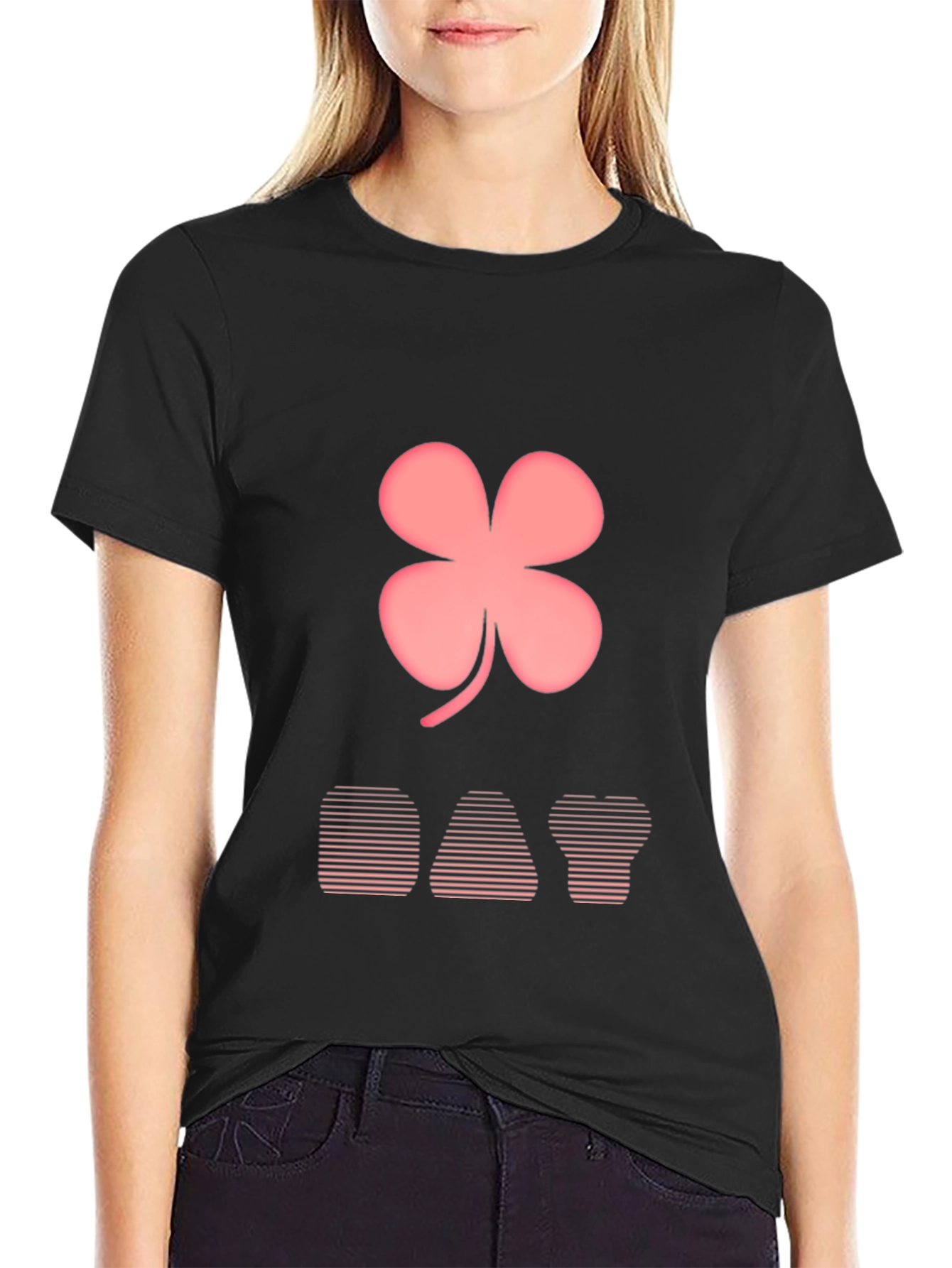Lucky Day T-Shirt: Pink Clover Design