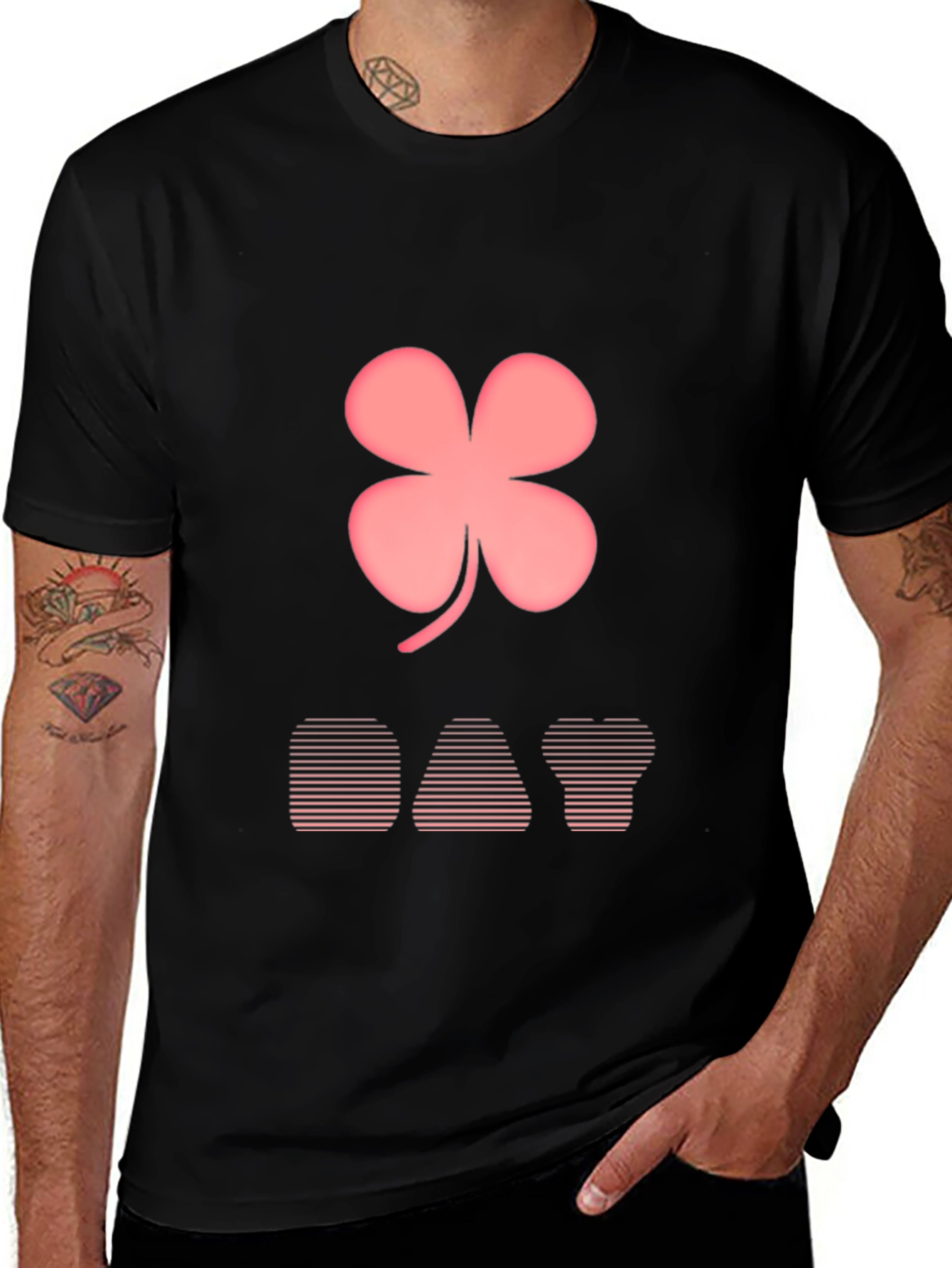 Lucky Day T-Shirt: Pink Clover Design