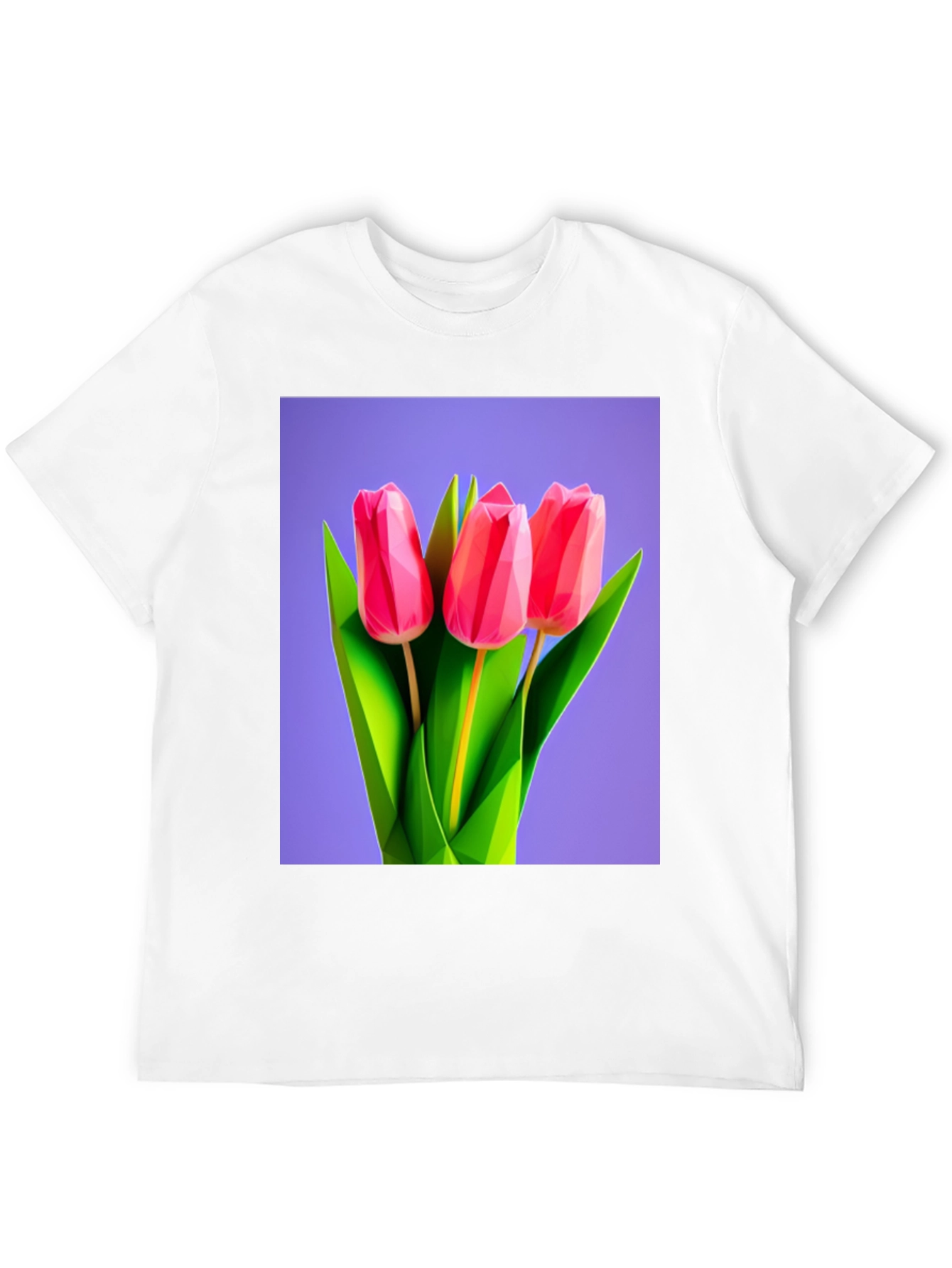 Geometric Tulip Print Black T-Shirt