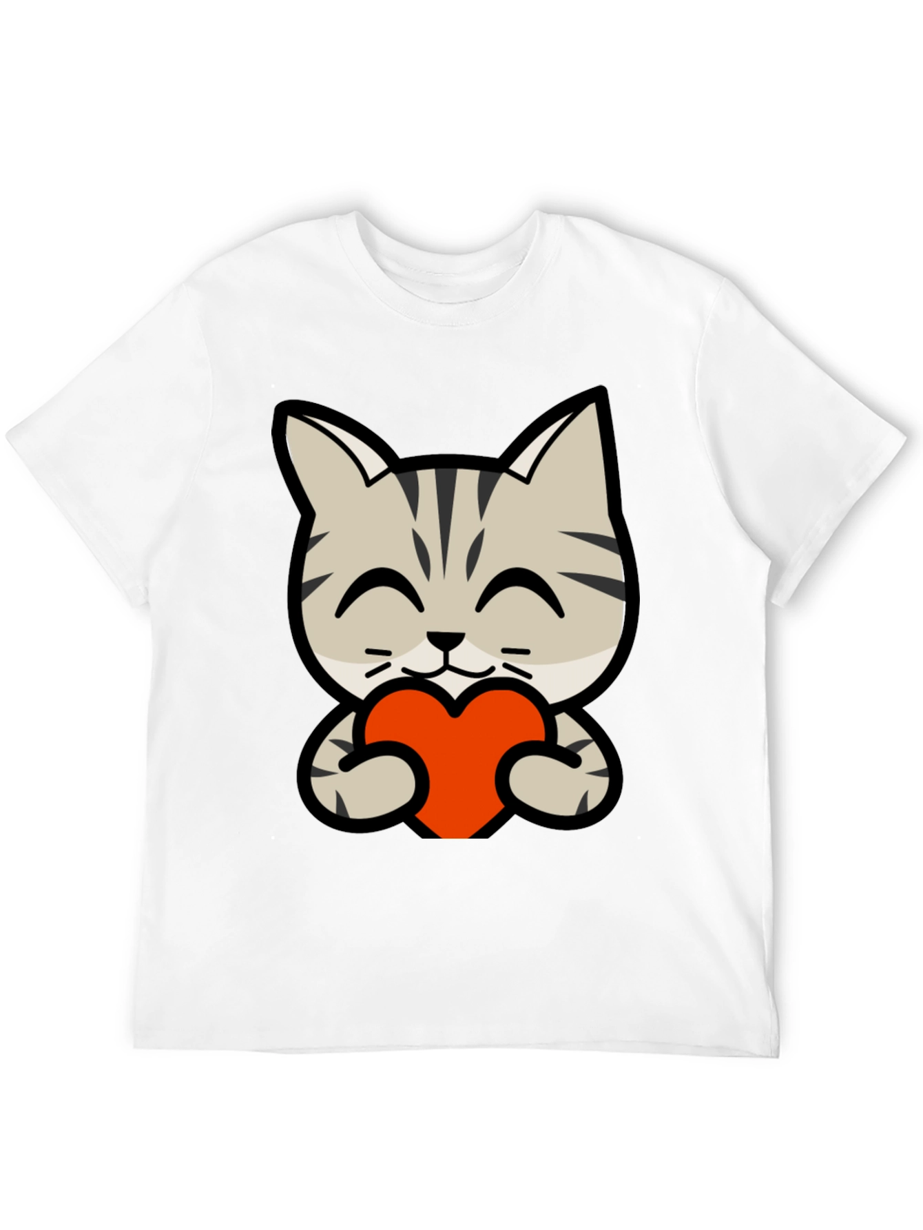 Cute Cat Holding Heart Graphic Tee