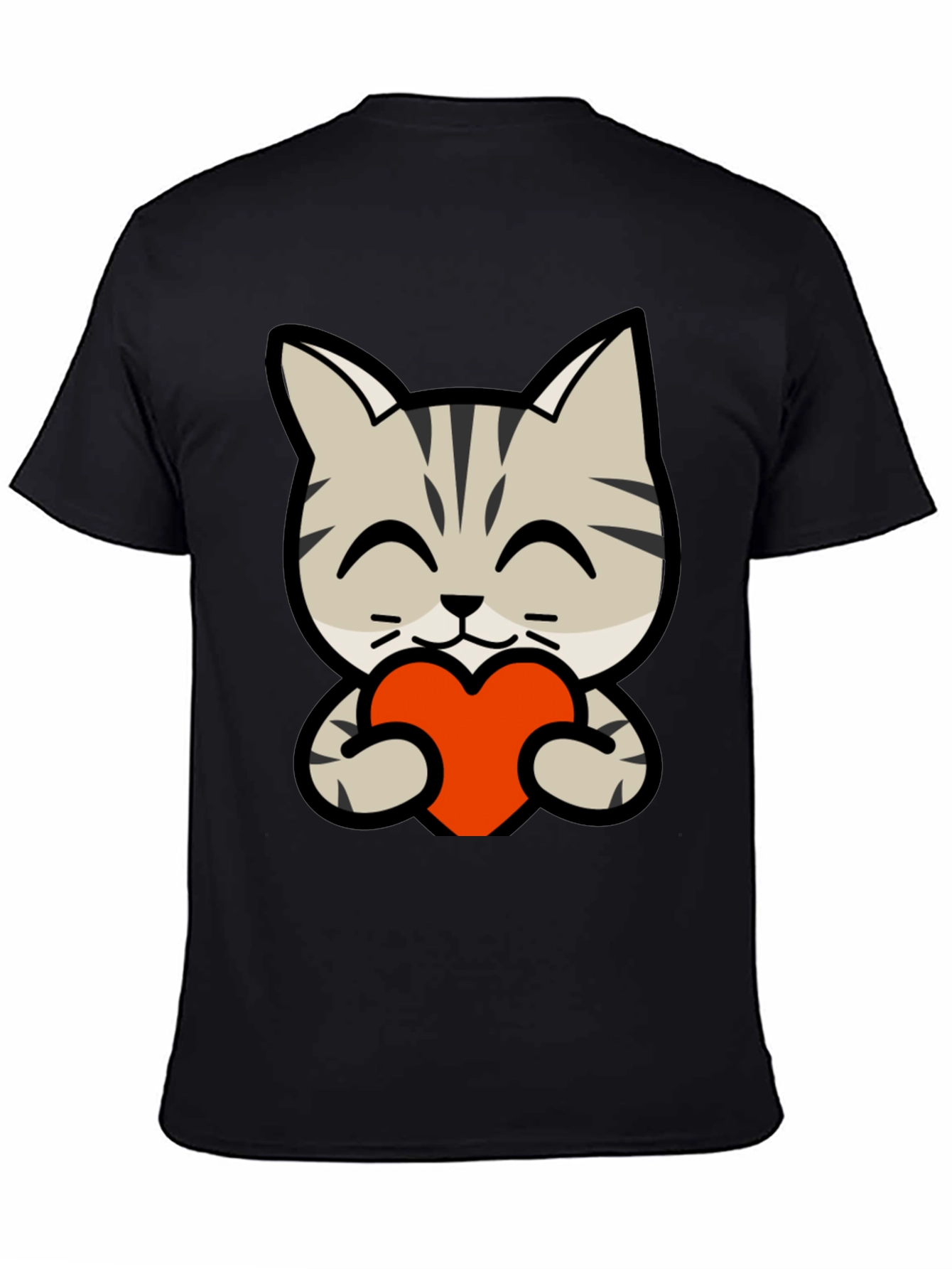 Cute Cat Holding Heart Graphic Tee