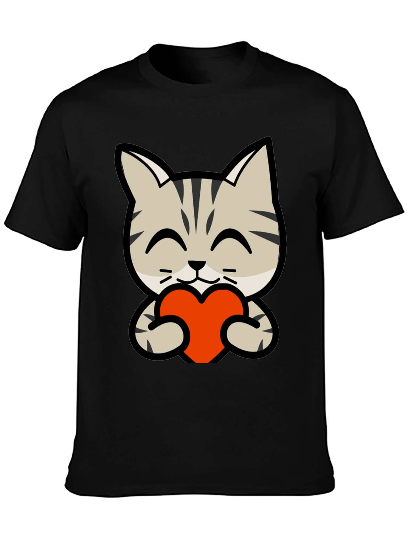 Cute Cat Holding Heart Graphic Tee