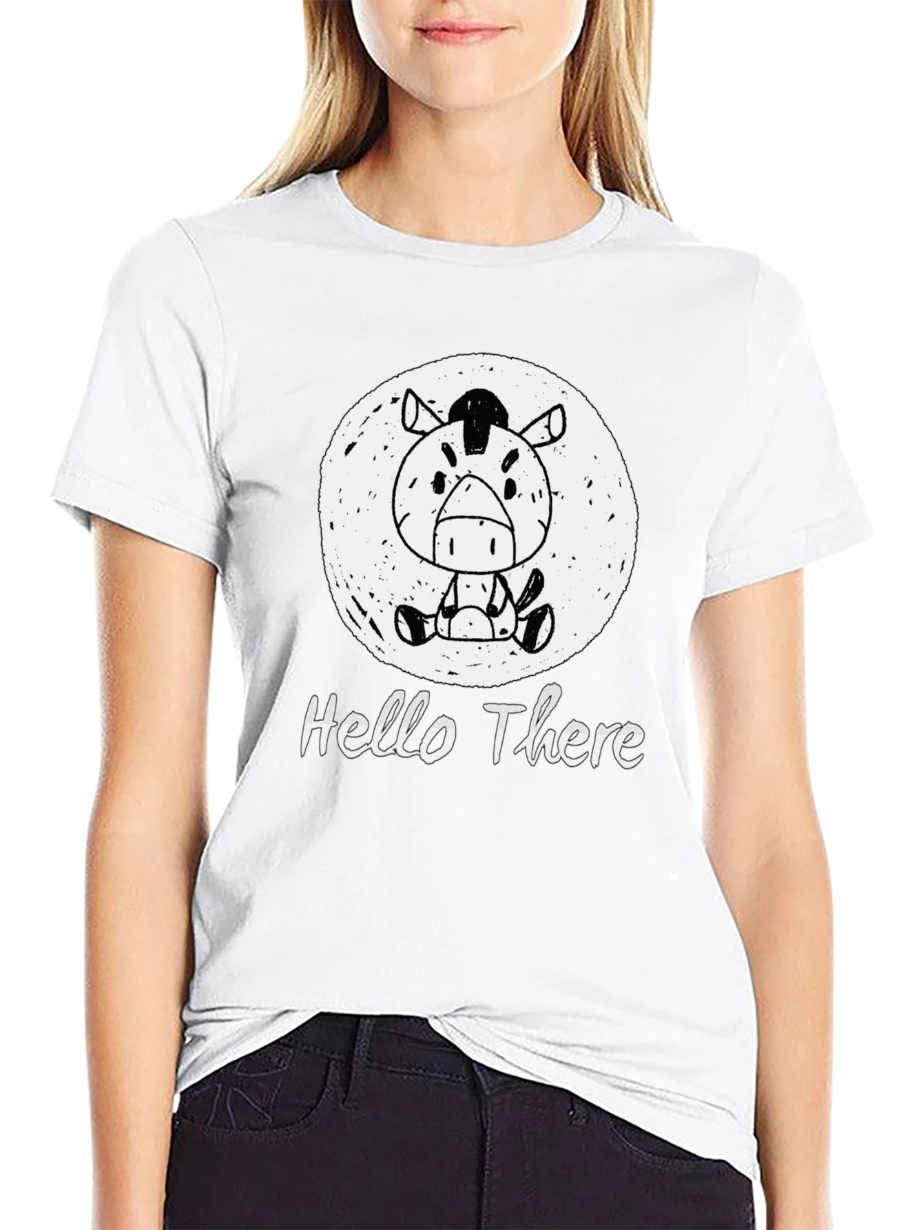 Hello There Zebra Black T-Shirt