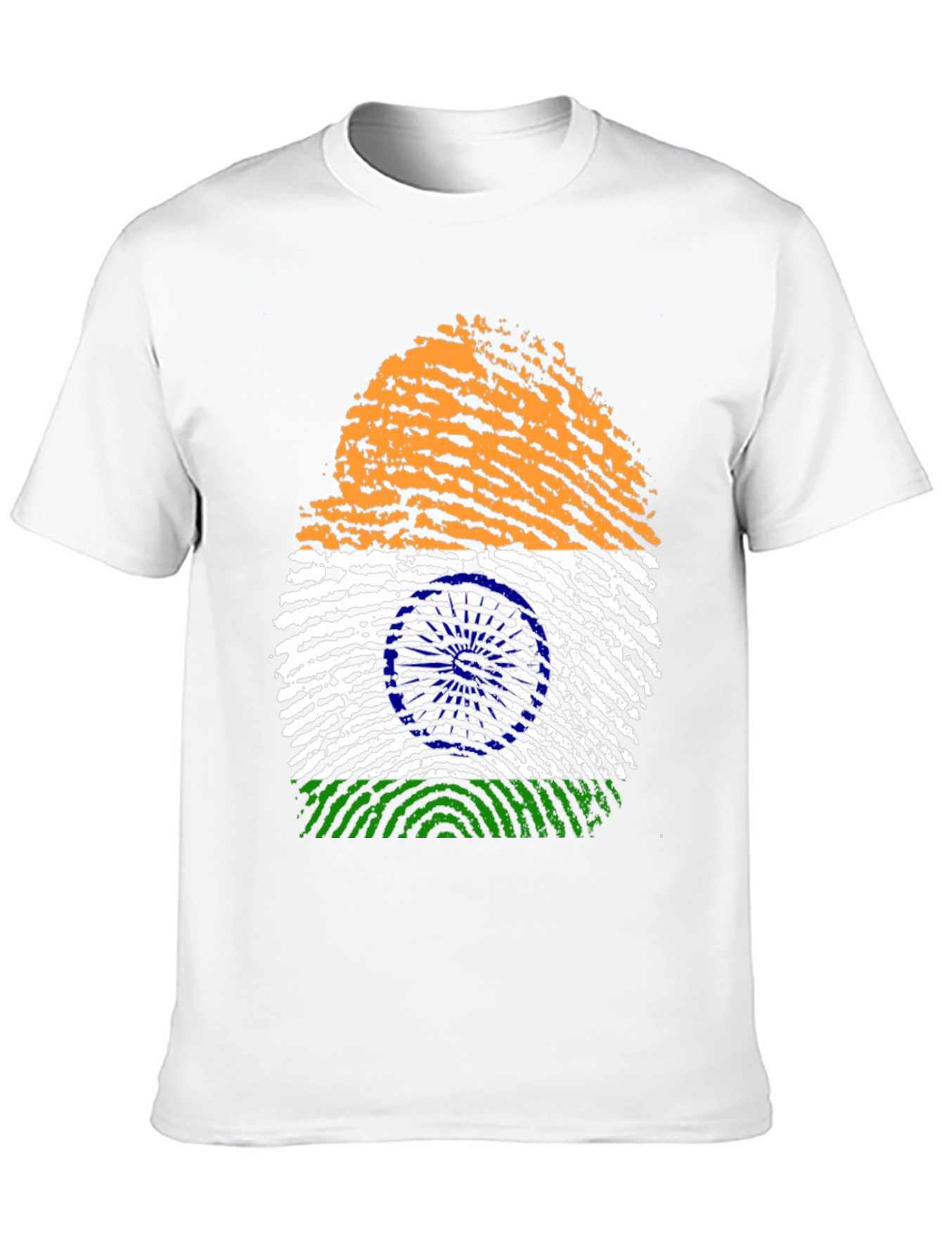 India Flag Fingerprint Graphic Tee - Black Cotton Shirt