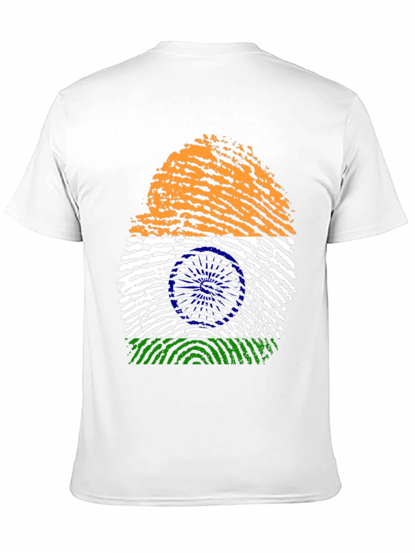 India Flag Fingerprint Graphic Tee - Black Cotton Shirt
