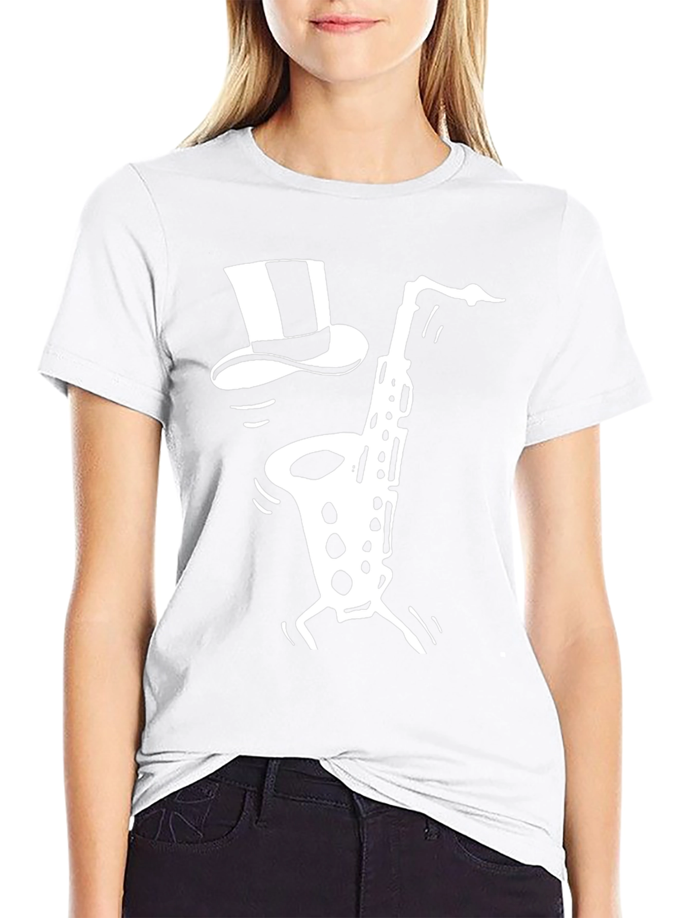Cool Saxophone Top Hat Graphic Tee