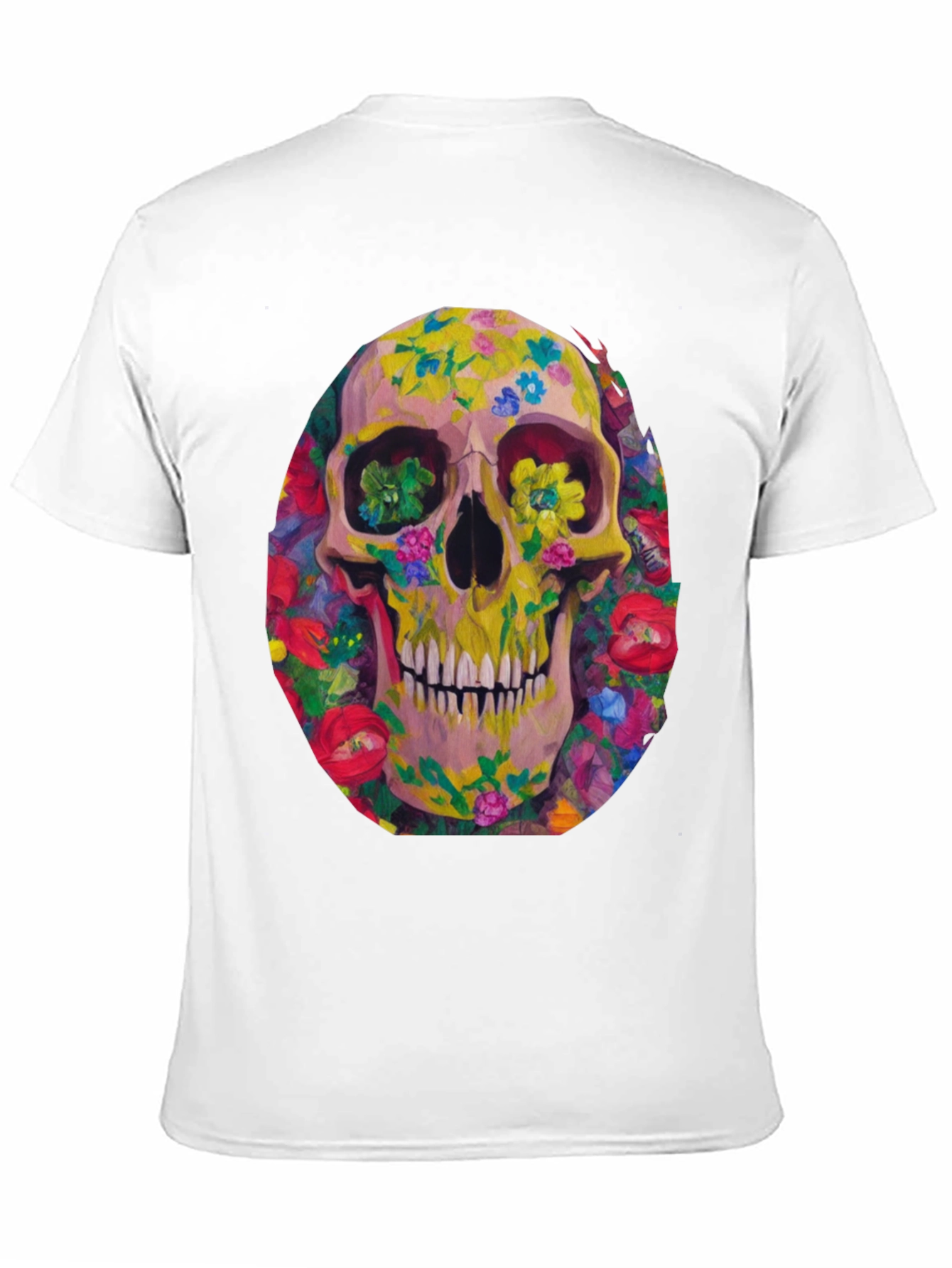 Floral Skull Graphic Tee - Artistic Print
