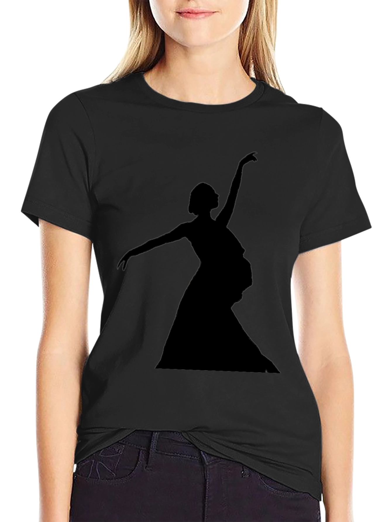 Ballerina Silhouette Graphic Tee - Unisex Black T-Shirt