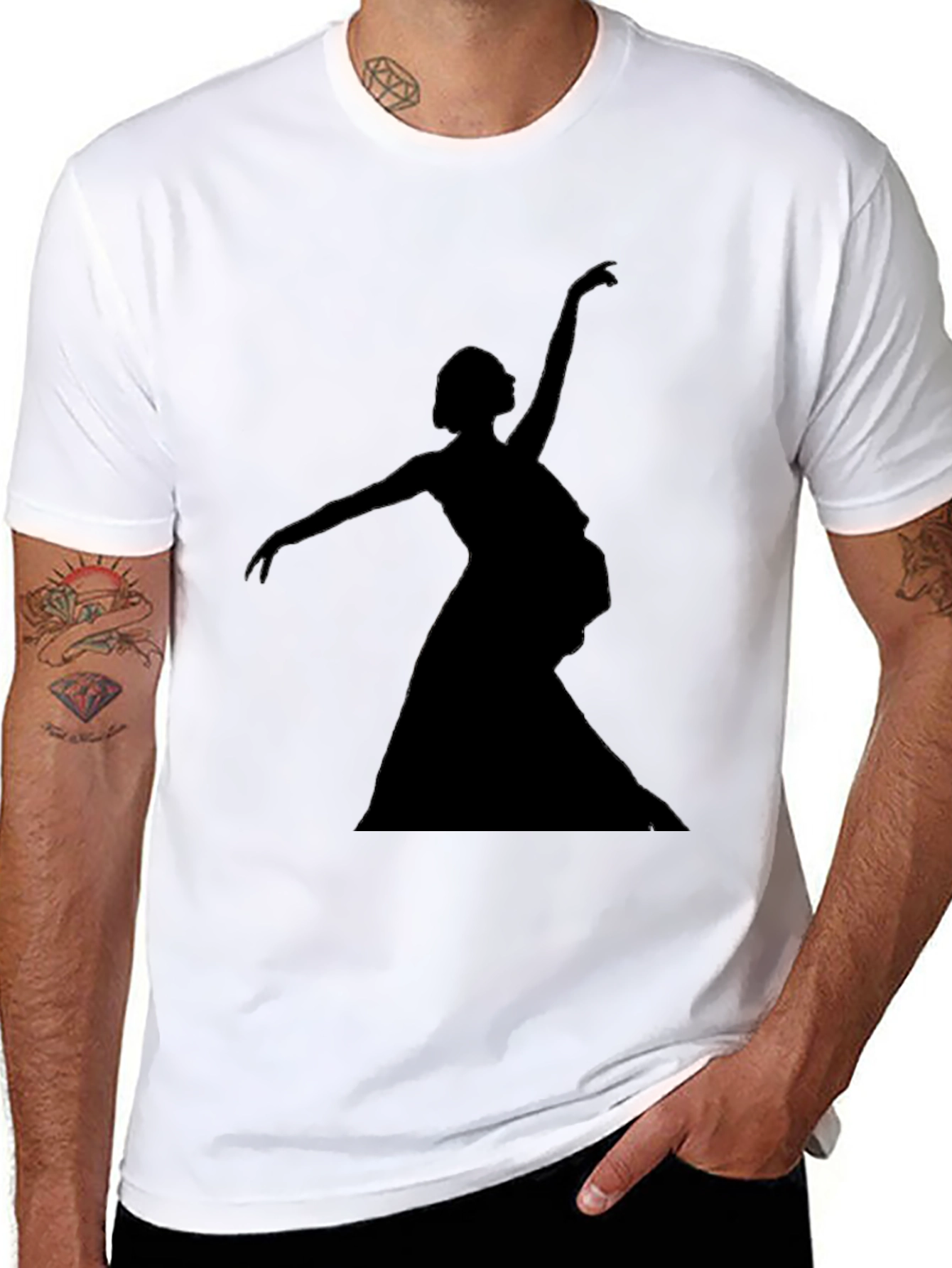 Ballerina Silhouette Graphic Tee - Unisex Black T-Shirt