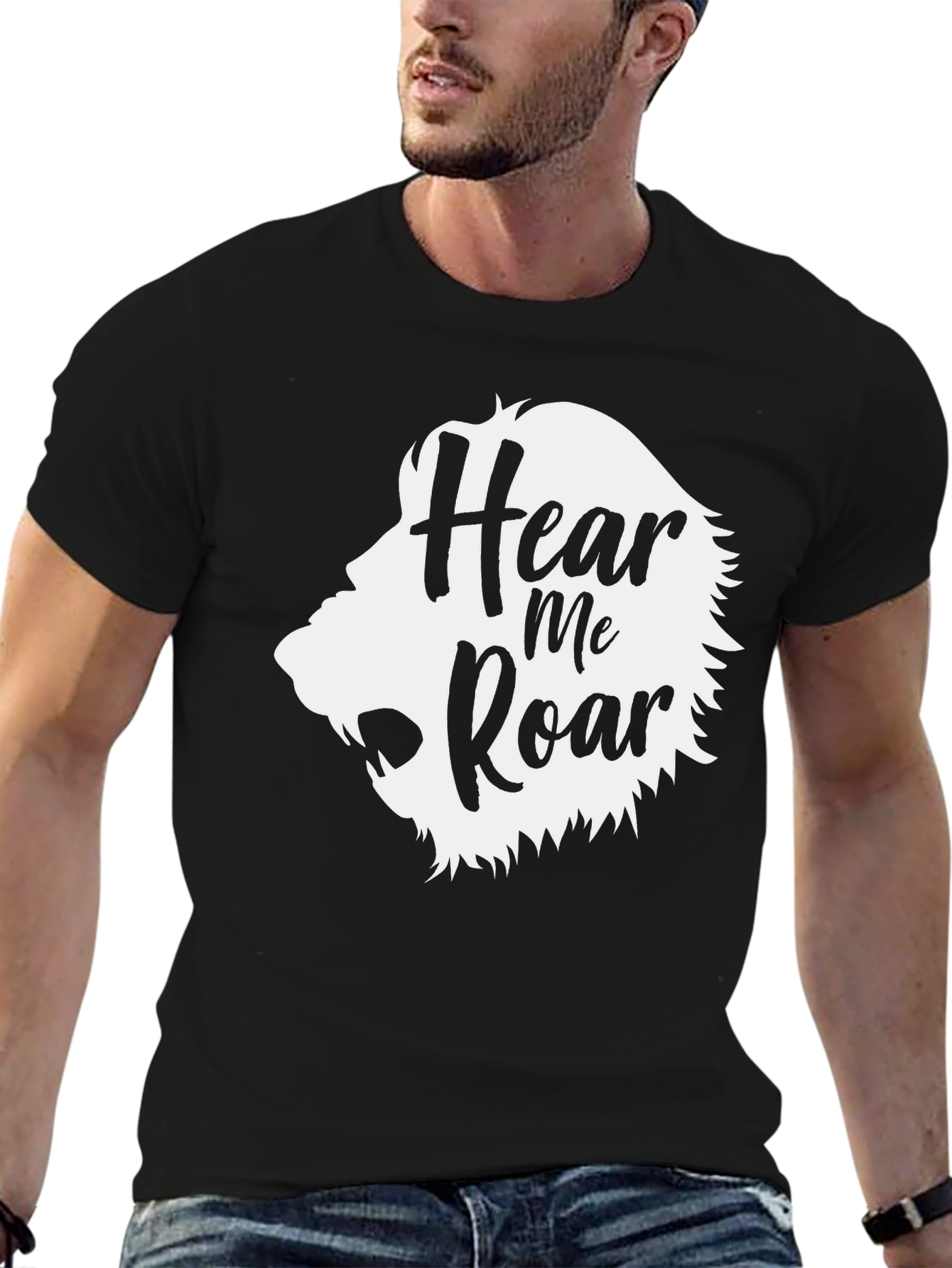 Hear Me Roar Lion Graphic Tee - Black