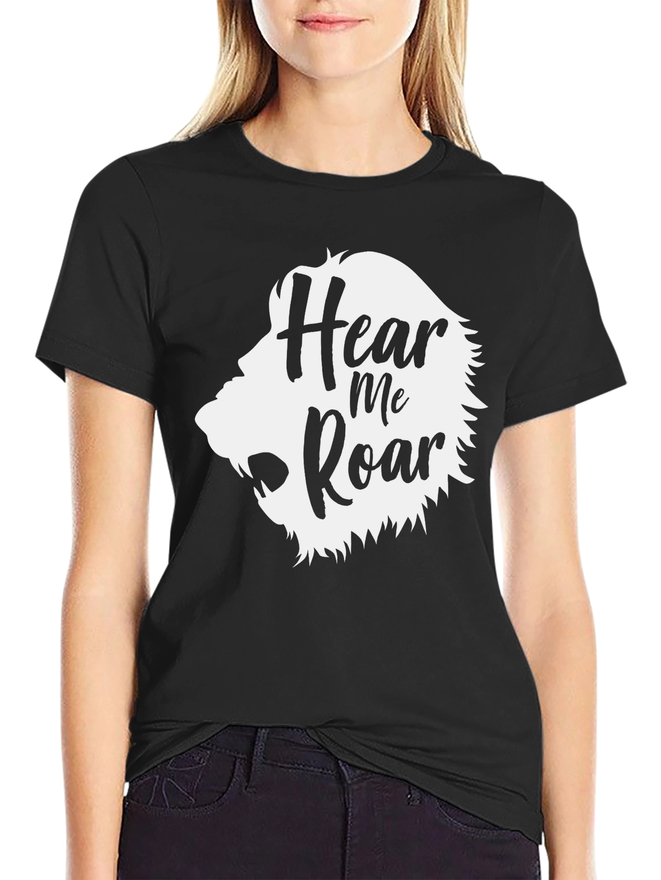 Hear Me Roar Lion Graphic Tee - Black