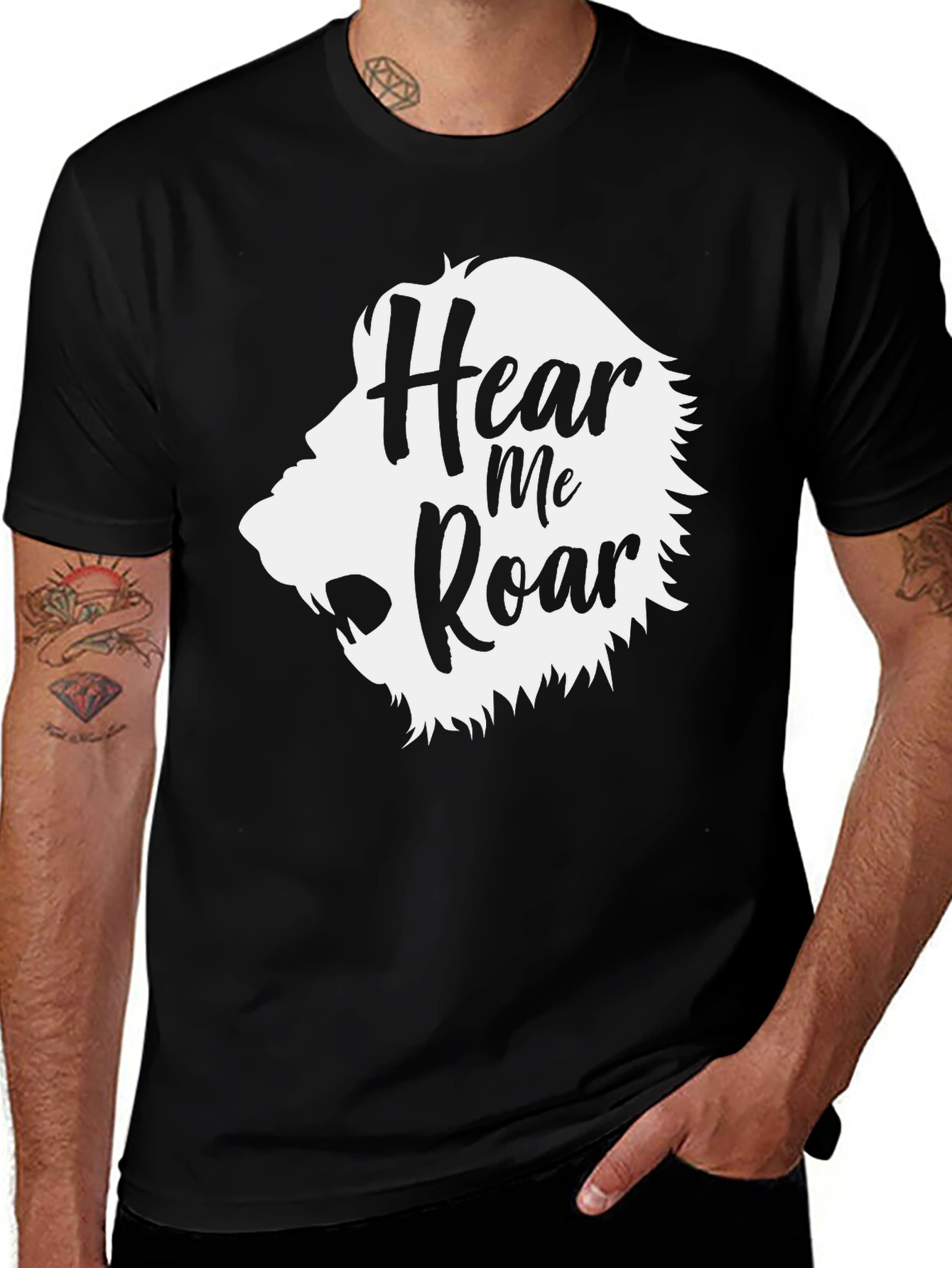 Hear Me Roar Lion Graphic Tee - Black