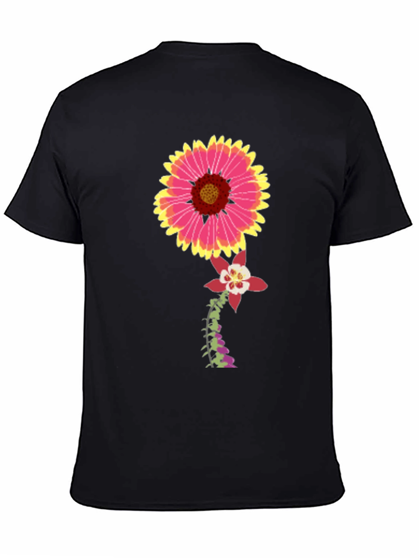 Floral Graphic Tee - Black Cotton Blend