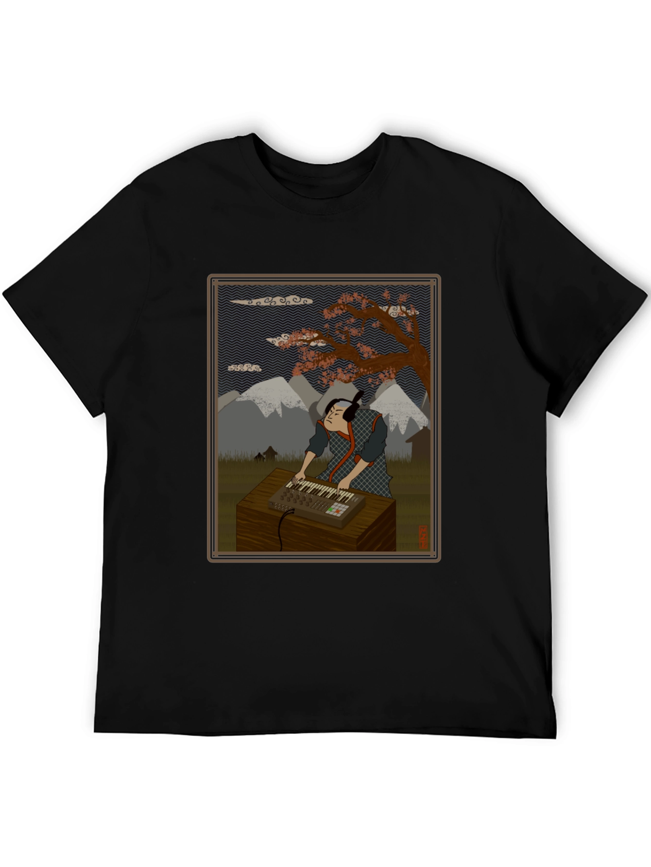 Ukiyo-e Style DJ T-Shirt - Mountain Beatmaker Tee