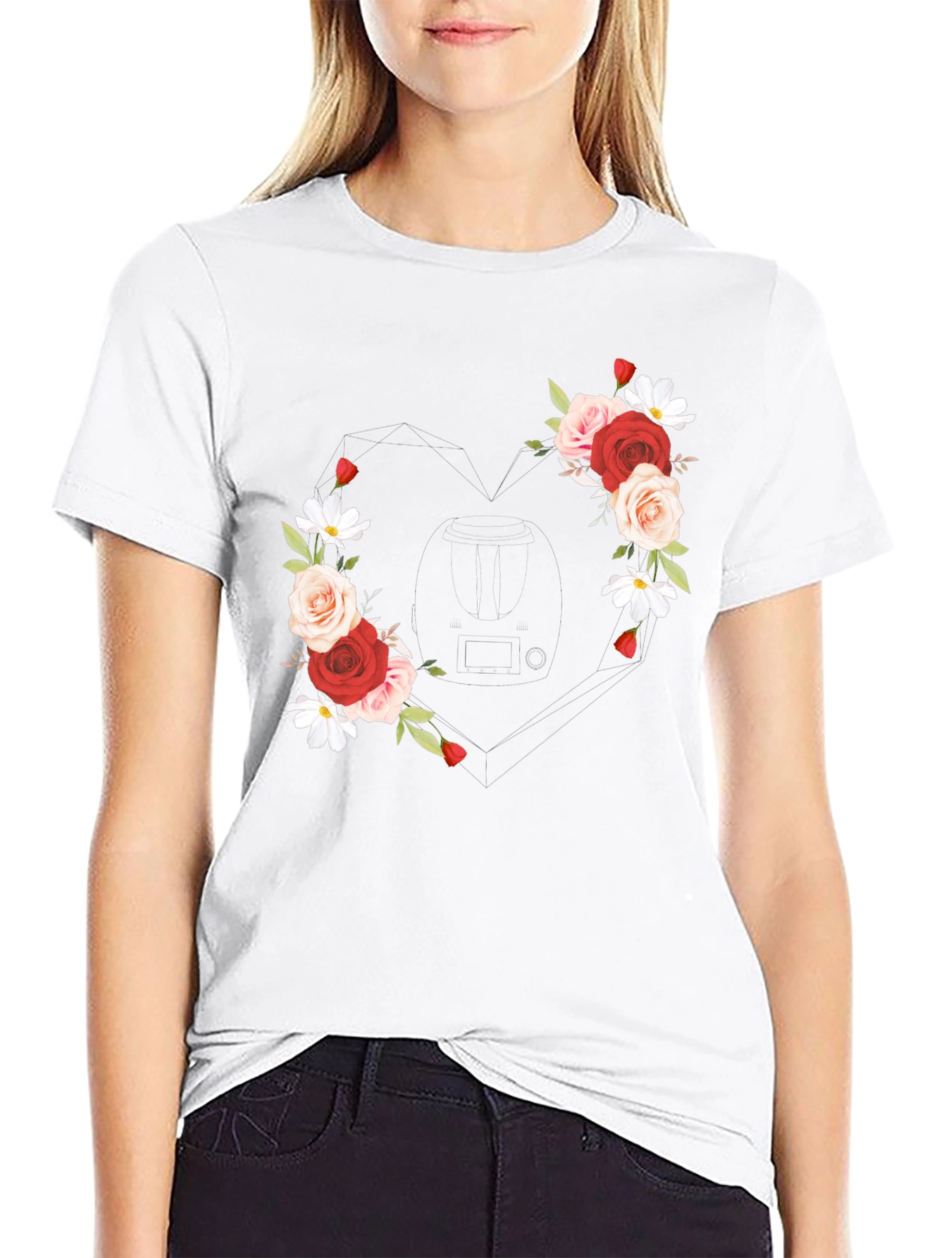 Floral Heart Tee - Romantic Graphic T-Shirt