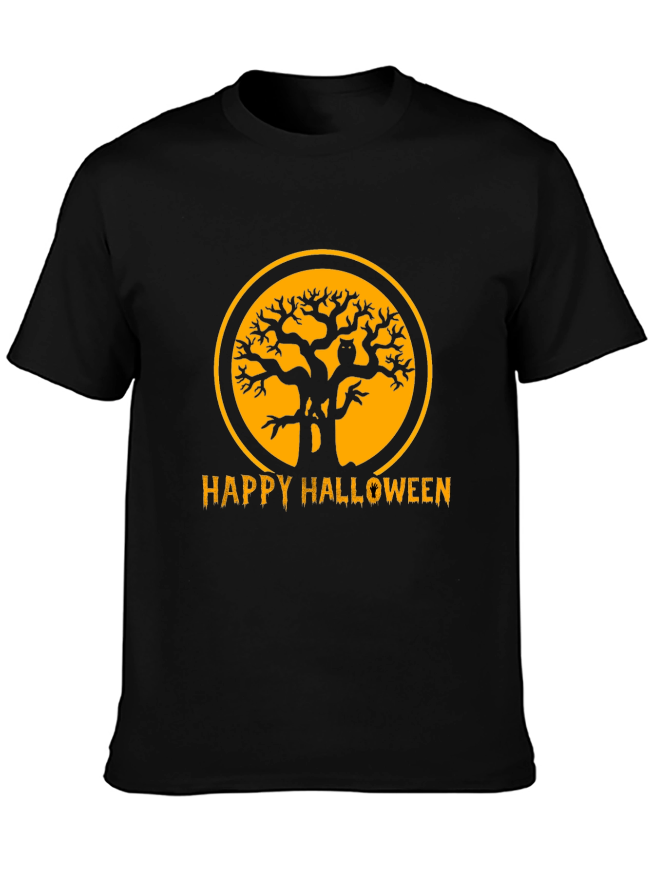 Halloween Tree Owl T-Shirt Black