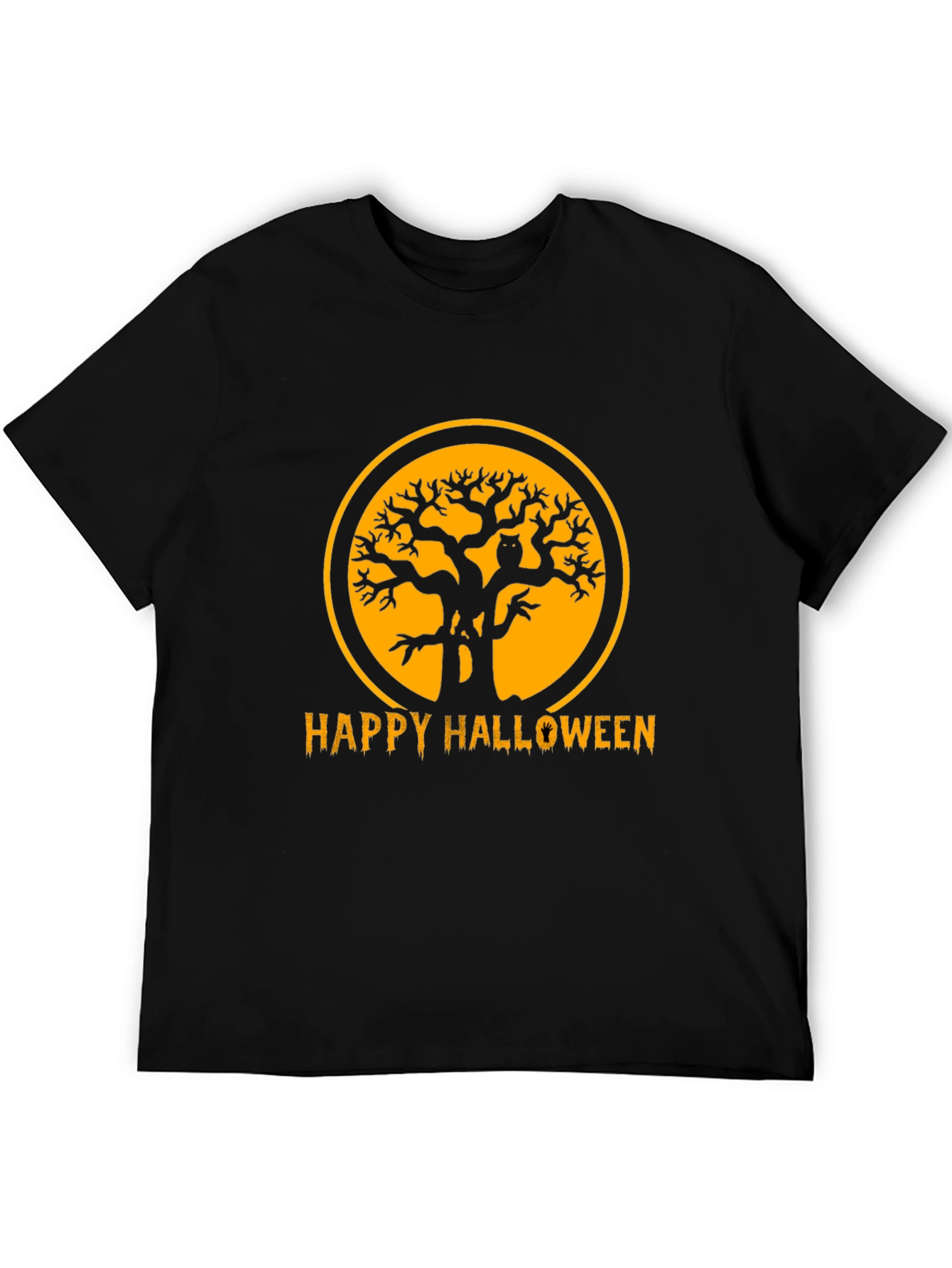 Halloween Tree Owl T-Shirt Black