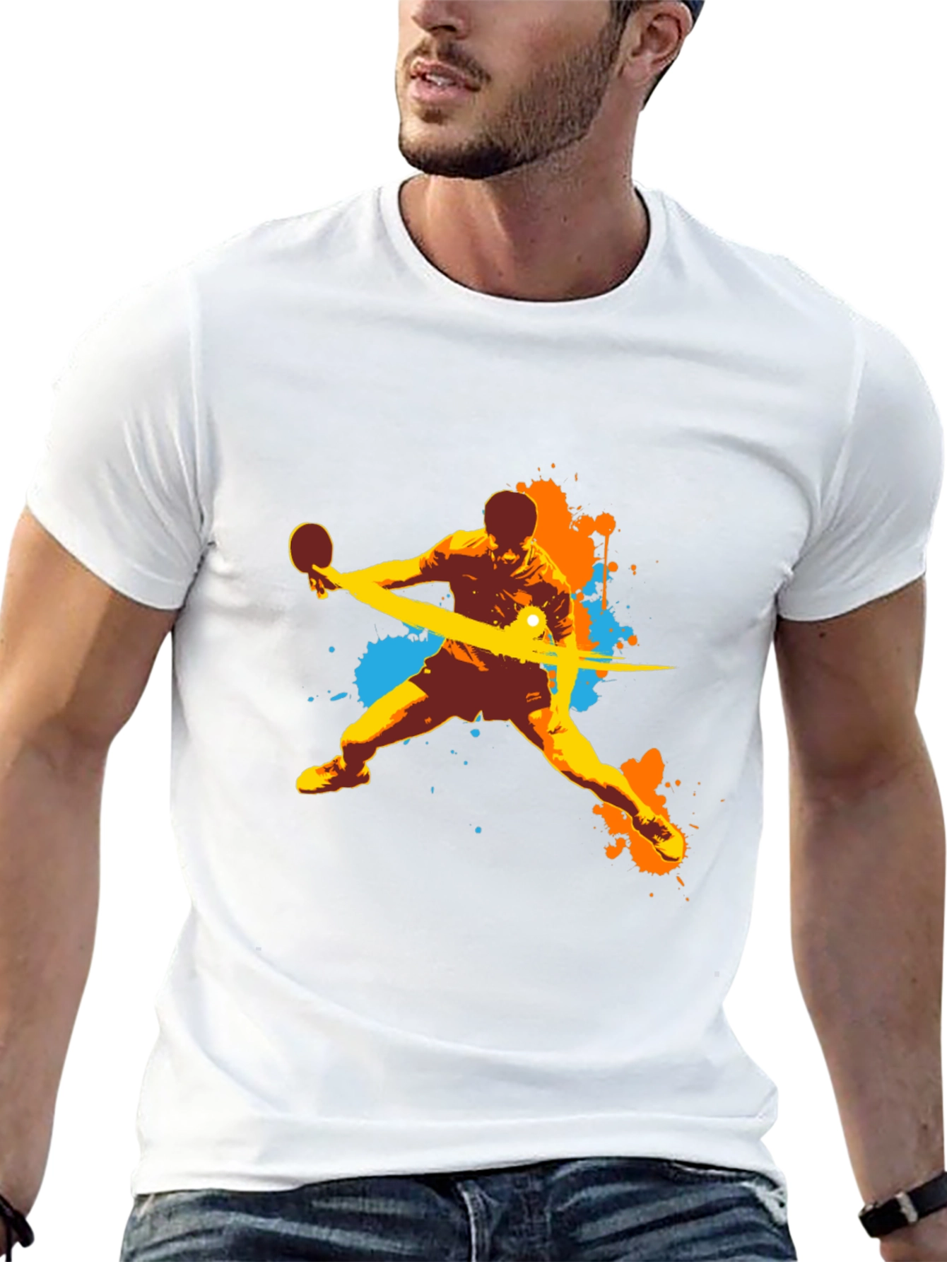 Cool Table Tennis Graphic Black T-Shirt
